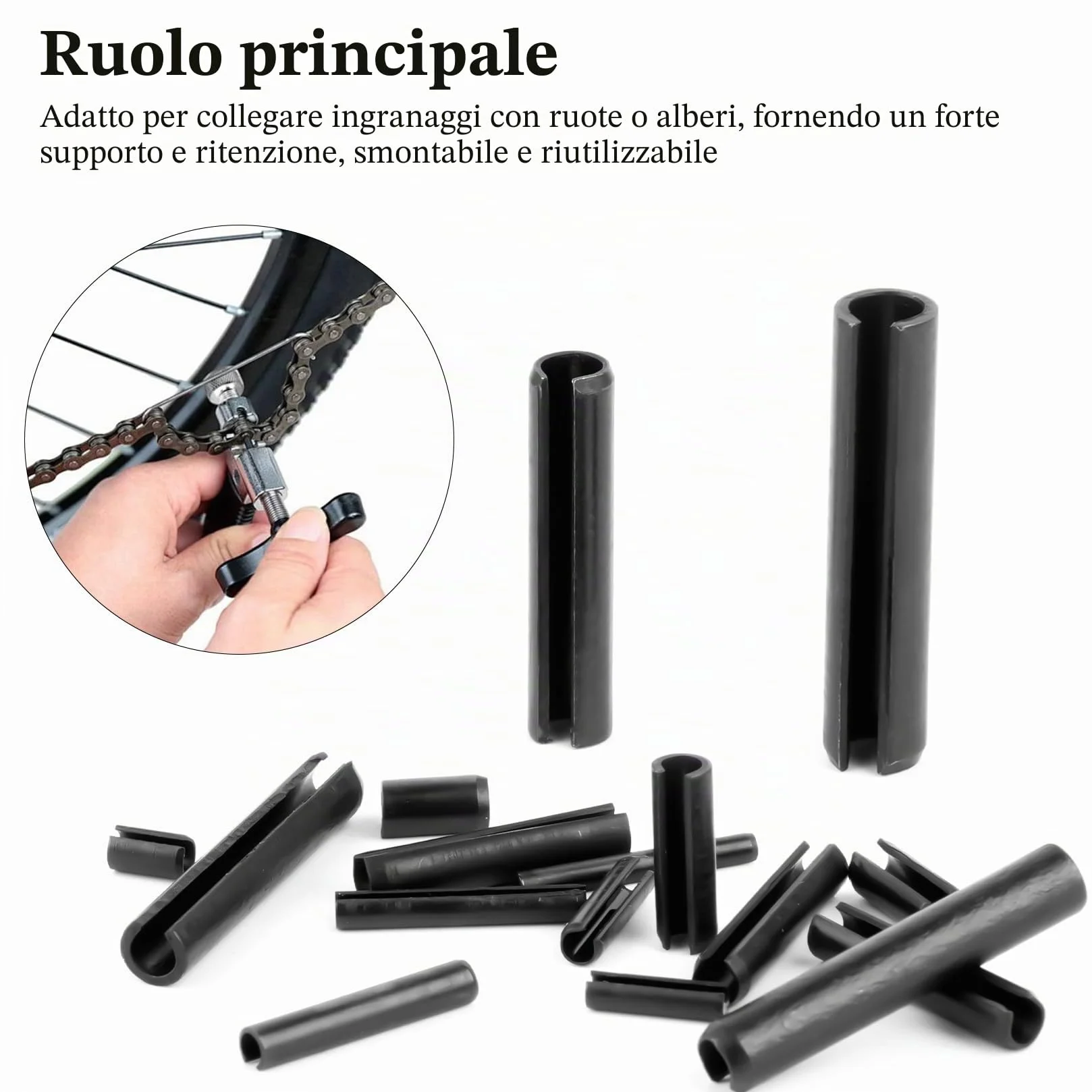 Spine Elastiche Perno di Tensione a Molla Diviso con Intaglio Perni a Rullo di Bloccaggio Split Scanalati Goupille di Sicurezza M1.5-M6 480 Pz