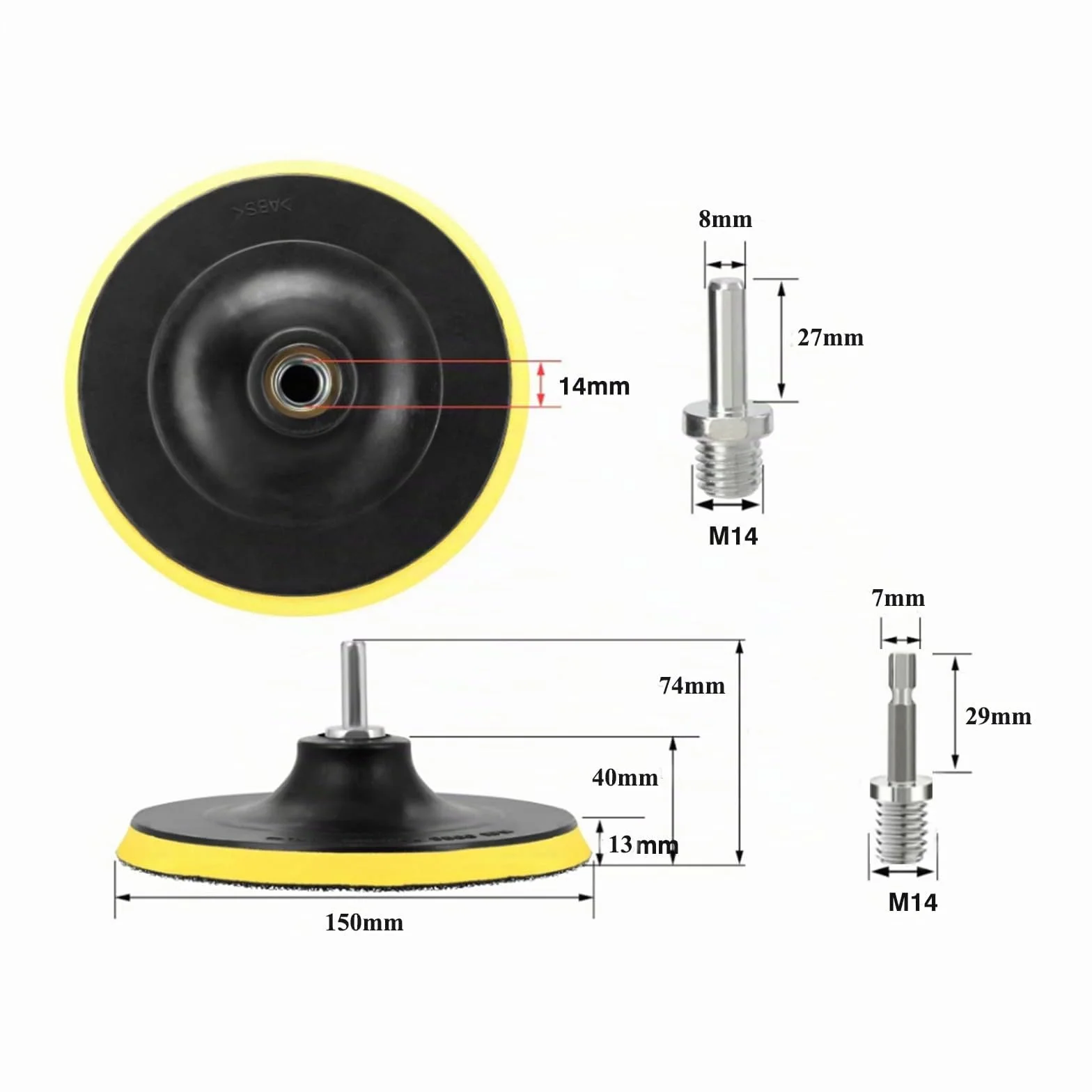 Platorello per Trapano 150mm con Gancio e Anello M14 2 Pezzi