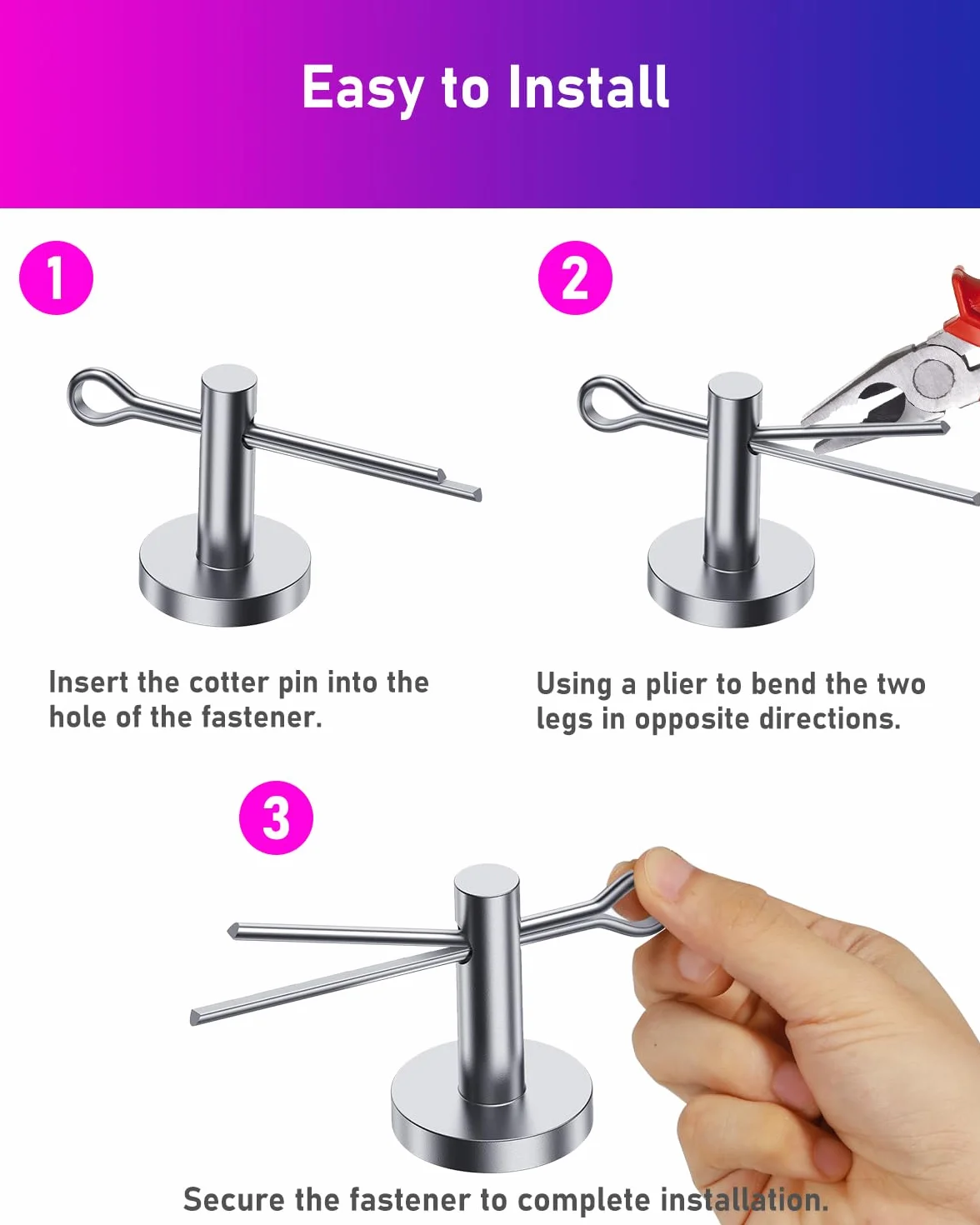 Set di 330 splinte in acciaio inox, 7 misure, M1/M1.5/M2/M2.5/M3/M4/M5, 304 in acciaio inox per auto, meccanica, riparazione navale