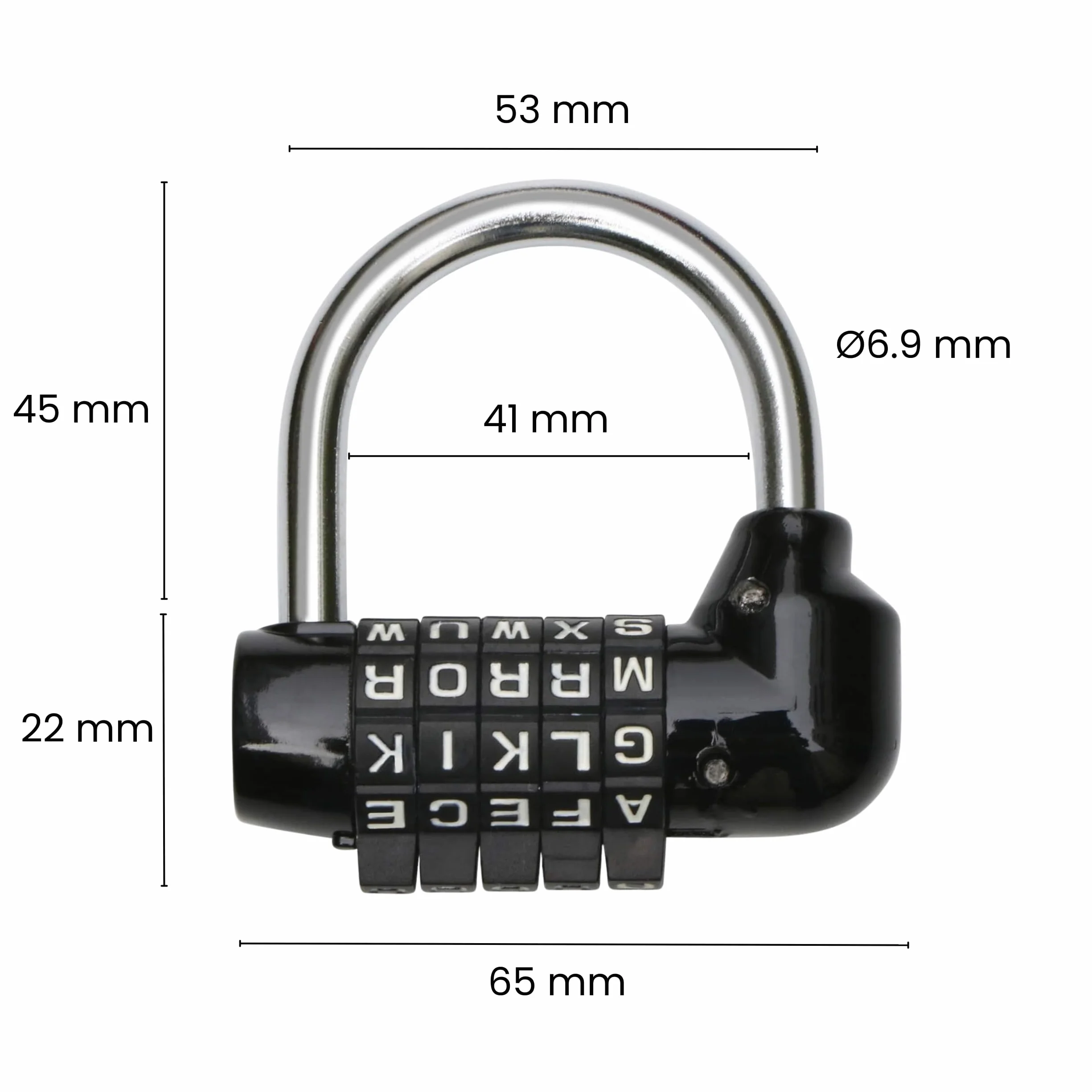 TRIXES Lucchetto Nero a Combinazione di 5 Lettere