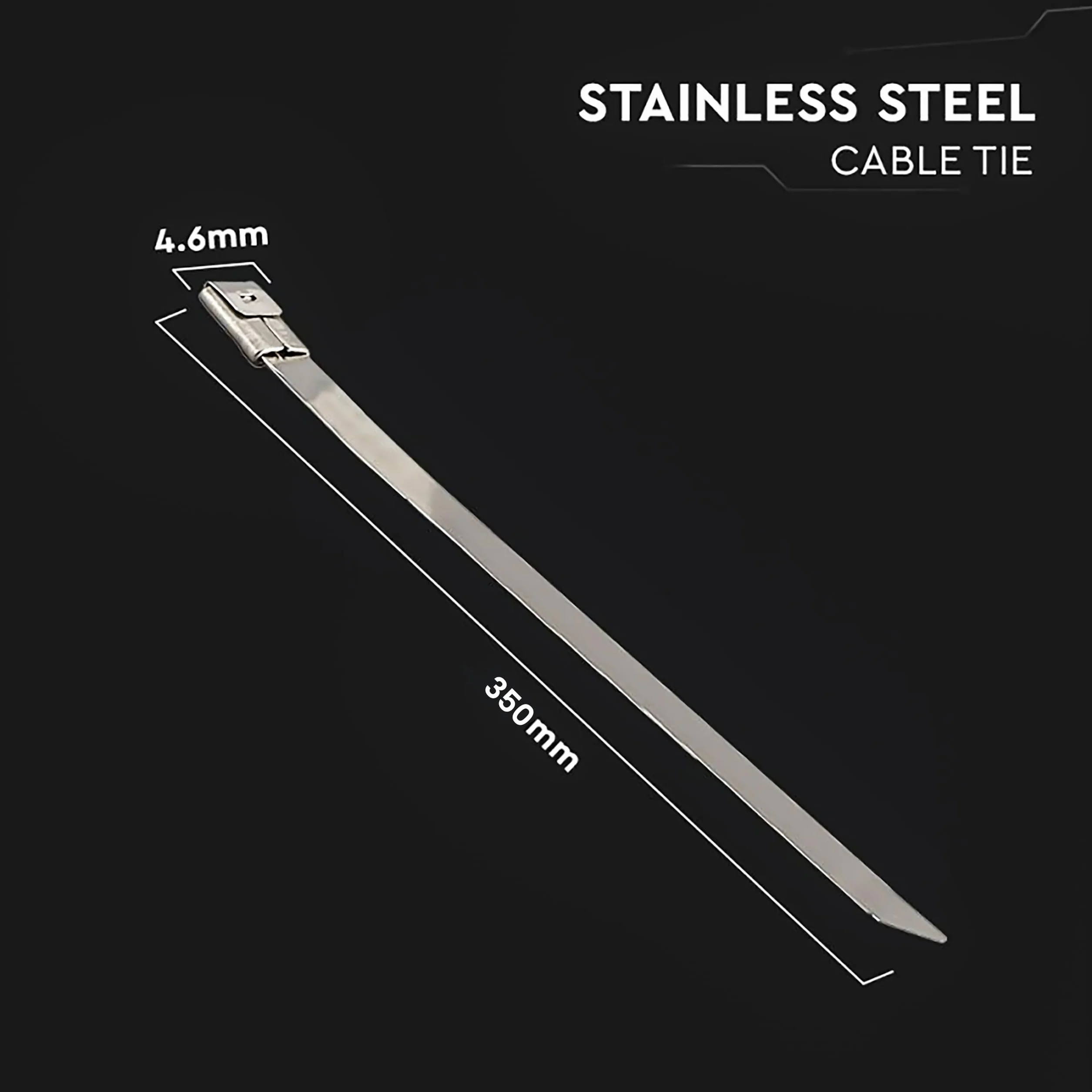 V-TAC Fascette in Acciao Inox per Cavi misura 4.6 mm x 350 mm - Confezione 100 Pezzi - Fascette per Cablaggio Multiuso - Stringicavo Portacavi Fermacavi per Elettricista, Meccanico, Tubi in Ferro