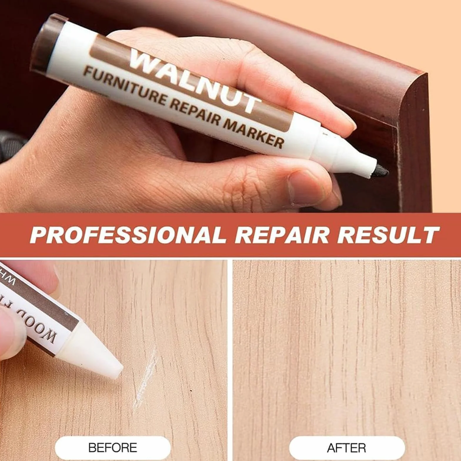 Pennarello Ritocco Legno,Parquet Ripara Graffi,Ripara Legno,Kit Riparazione Legno,Kit Riparazione Parquet,Wood Repair Kit,Floor Repair Kit,per Graffi,Macchie,Pavimenti,Armadietto,Tavolo,5 Pezzi