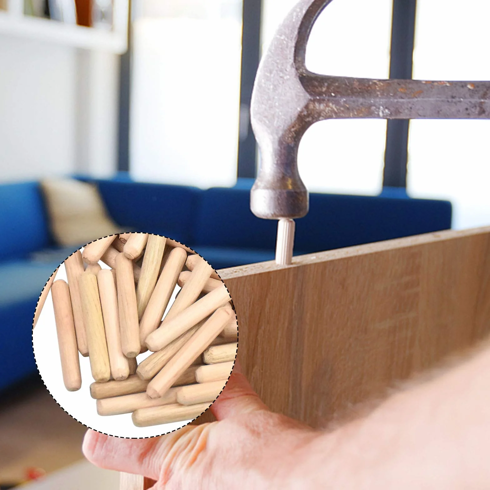 100PCS Tasselli in Legno Scanalati 6mm x 40mm - Spinette per Mobili, Porte e Progetti Artistici