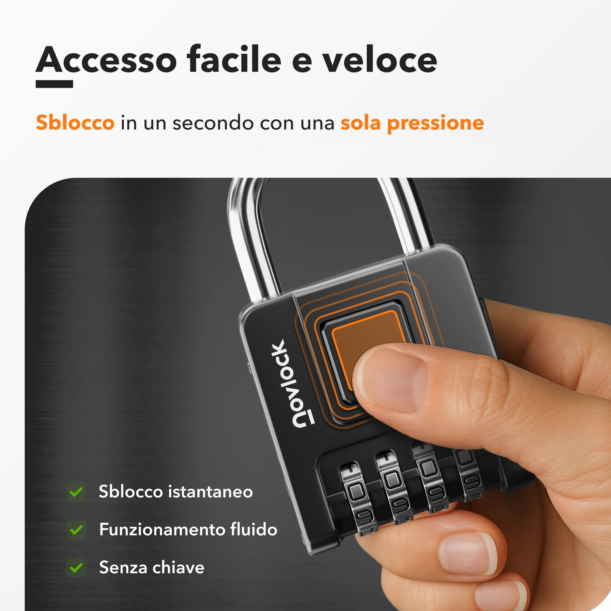 Lucchetto a combinazione impermeabile nero per armadietti e armadi