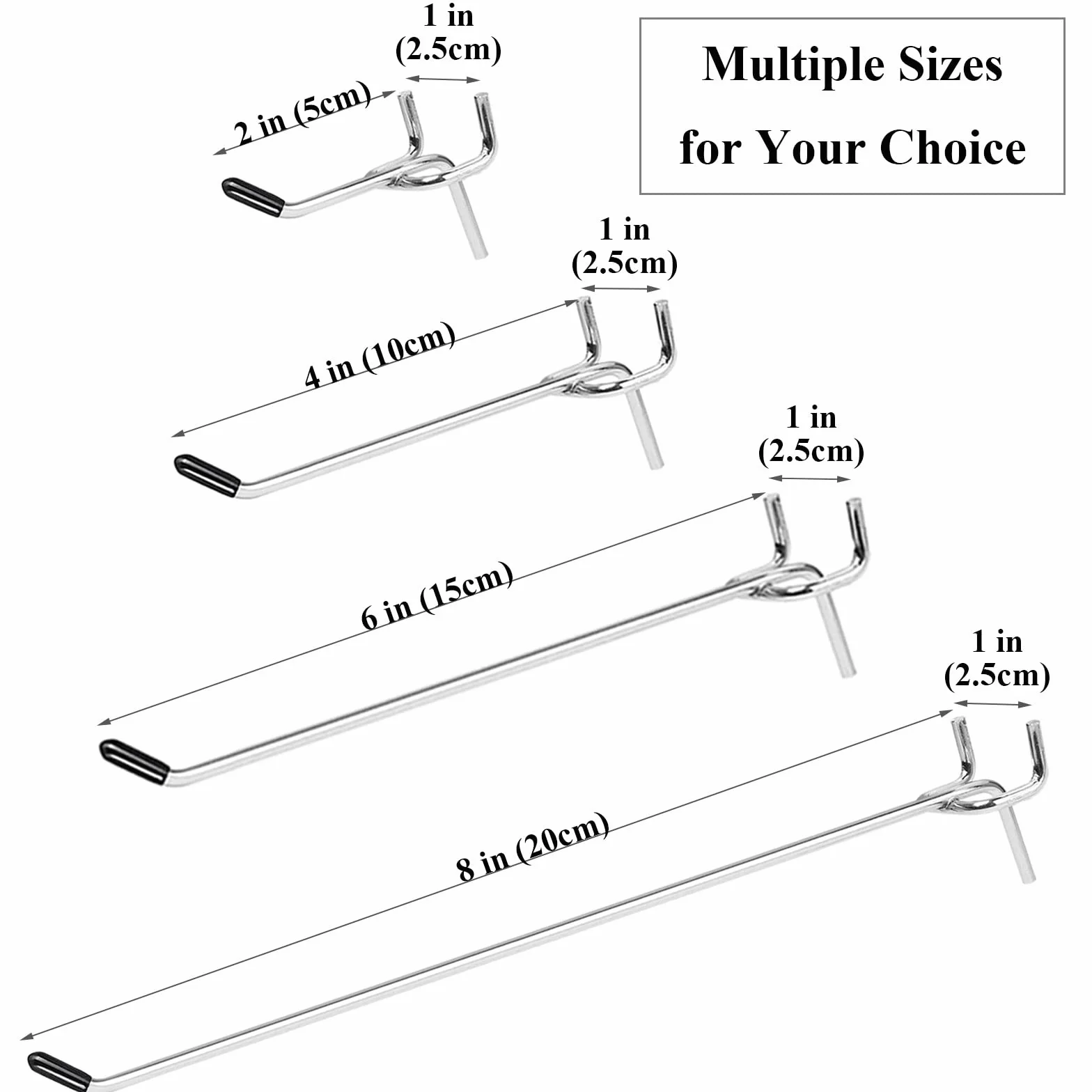 TiciKim 25 Ganci per Pannelli Forati, Metallo Pegboard per Espositori a Muro e Scaffalature da Negozio, 5cm