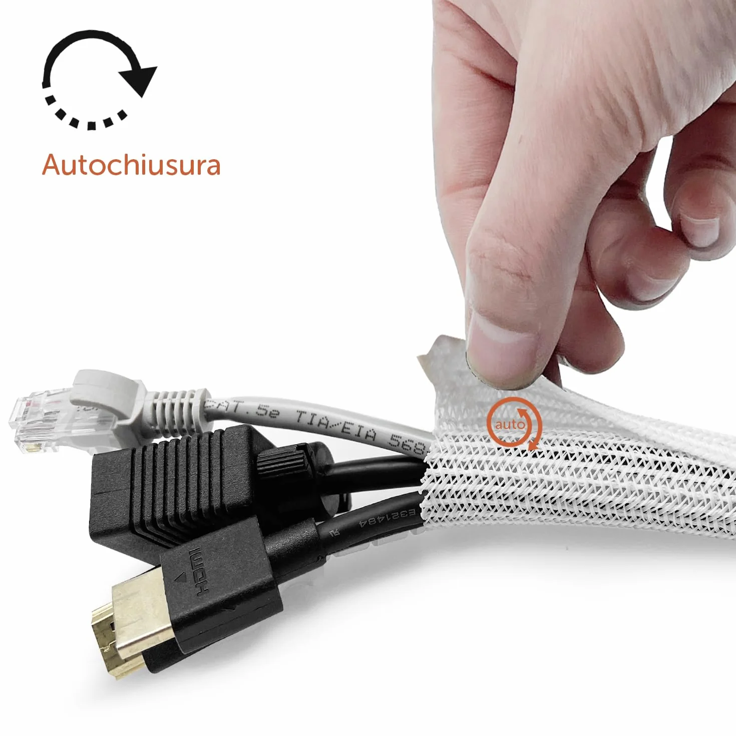 shinfly Guaina Nascondi Cavi 13mm-3m, Copricavo Elettrico Autoavvolgente Tagliabile ed Espandibile, Raccogli Cavi per Scrivania, TV, Computer, Ufficio, Casa, Auto - Bianco