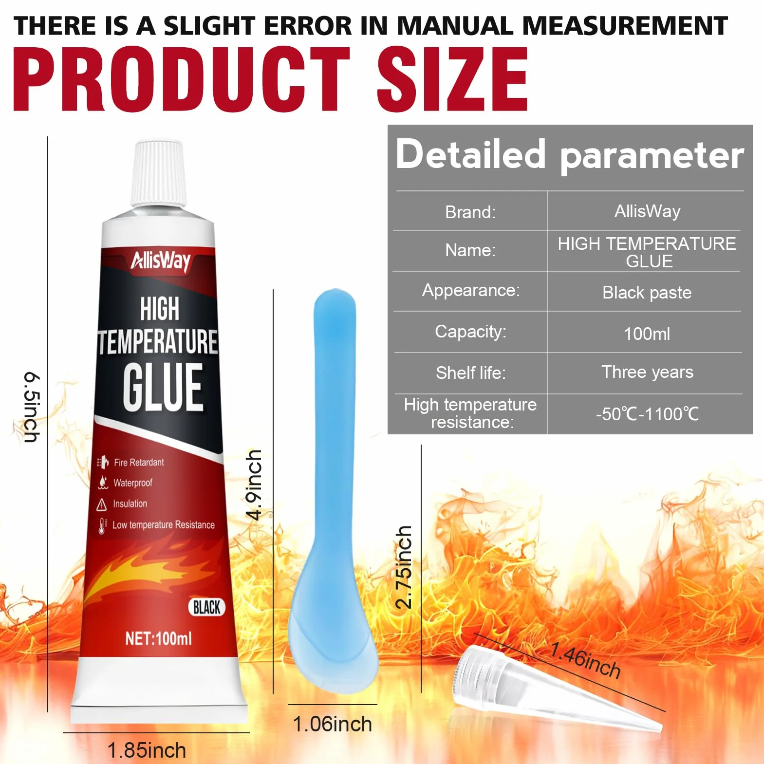 Silicone Alta Temperatura per Stufe, Silicone Nero Sigillante, Colla Alte Temperature per Forno a Microonde, Forno, Piano Cottura a Induzione Cappa Aspirante,100ML