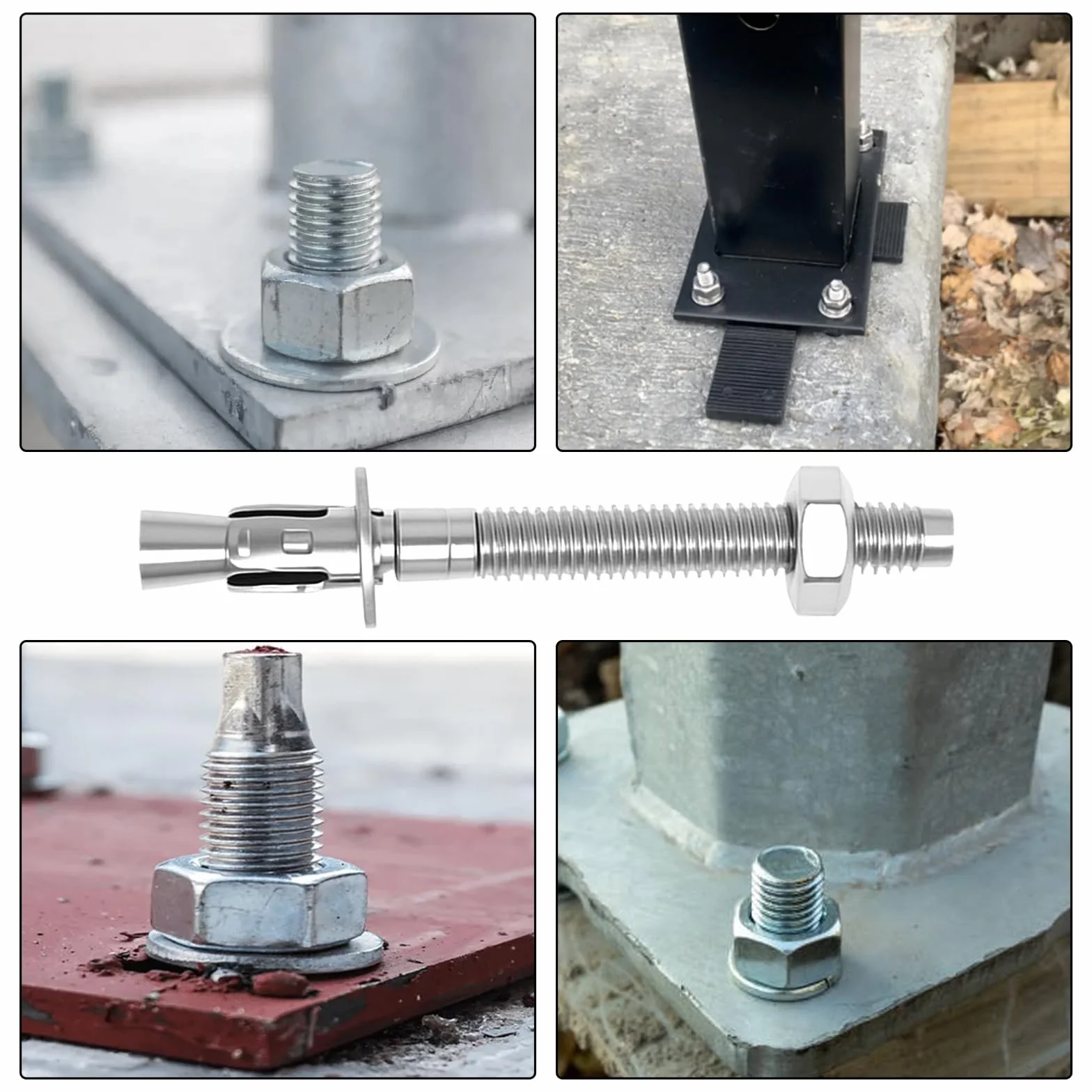 Tasselli per carichi pesanti M8 x 80 mm, ancoraggi in acciaio inox A2 V2A, con rondelle e dadi