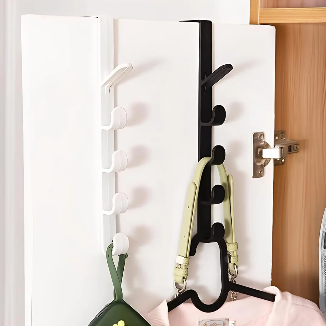 4 Pezzi Ganci Per Porta, Appendi Abiti Da Porta Senza Fori, Crogioni Per Abiti A Sospensione Per Porte, 5 Crogioni, Per Porte, Armadi, Creme, Bagni (Nero, Bianco, 4,5 * 26,5 cm)