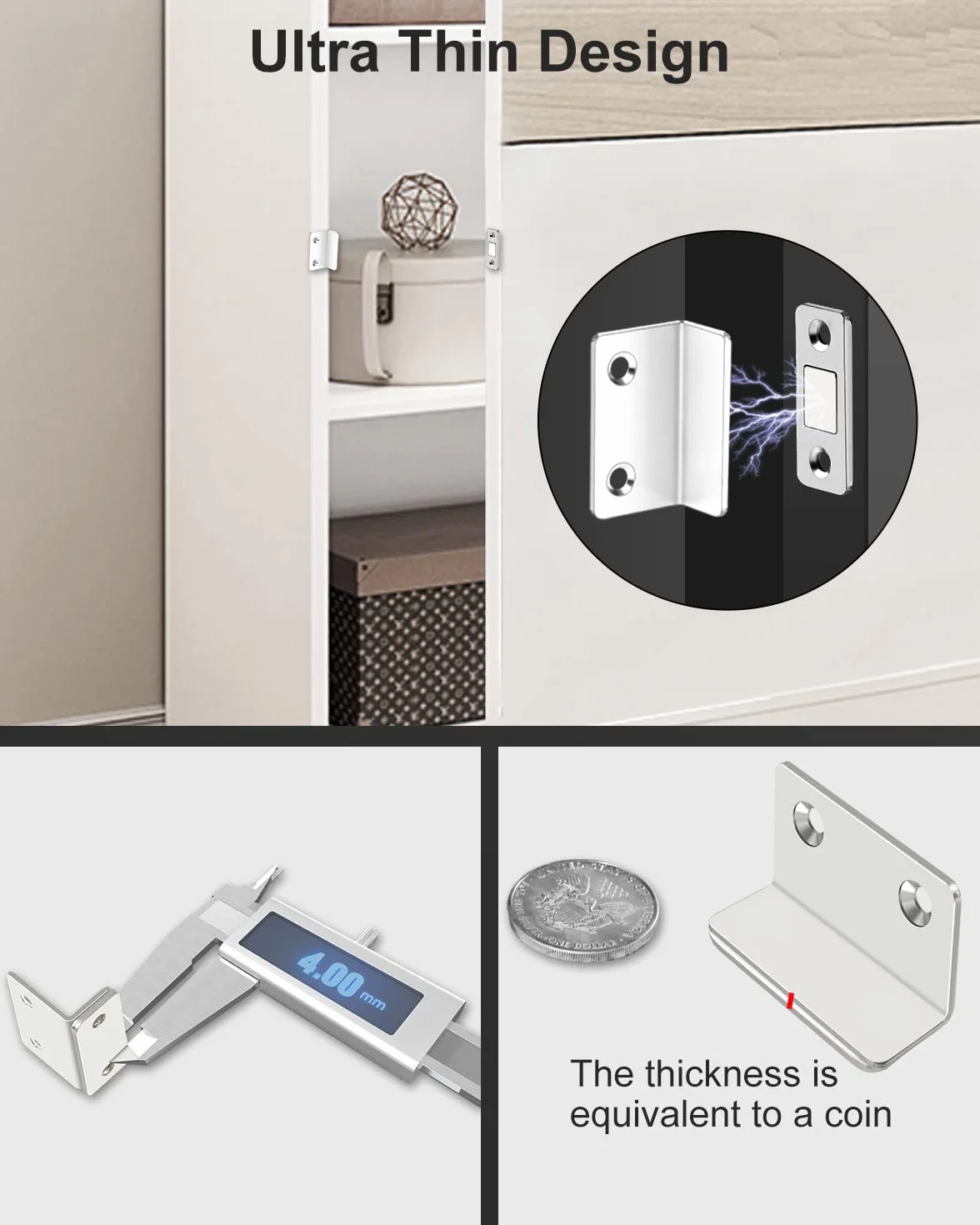 Jiayi Calamita Porta 2 Pezzi Adesivo Chiusura Magnetica Chiusura Porta Ultra Sottile Chiusure Magnetiche per Ante Mobili Magnete Chiusura Mobili per Cassetti Chiudiporta Calamita Chiusure Cucina