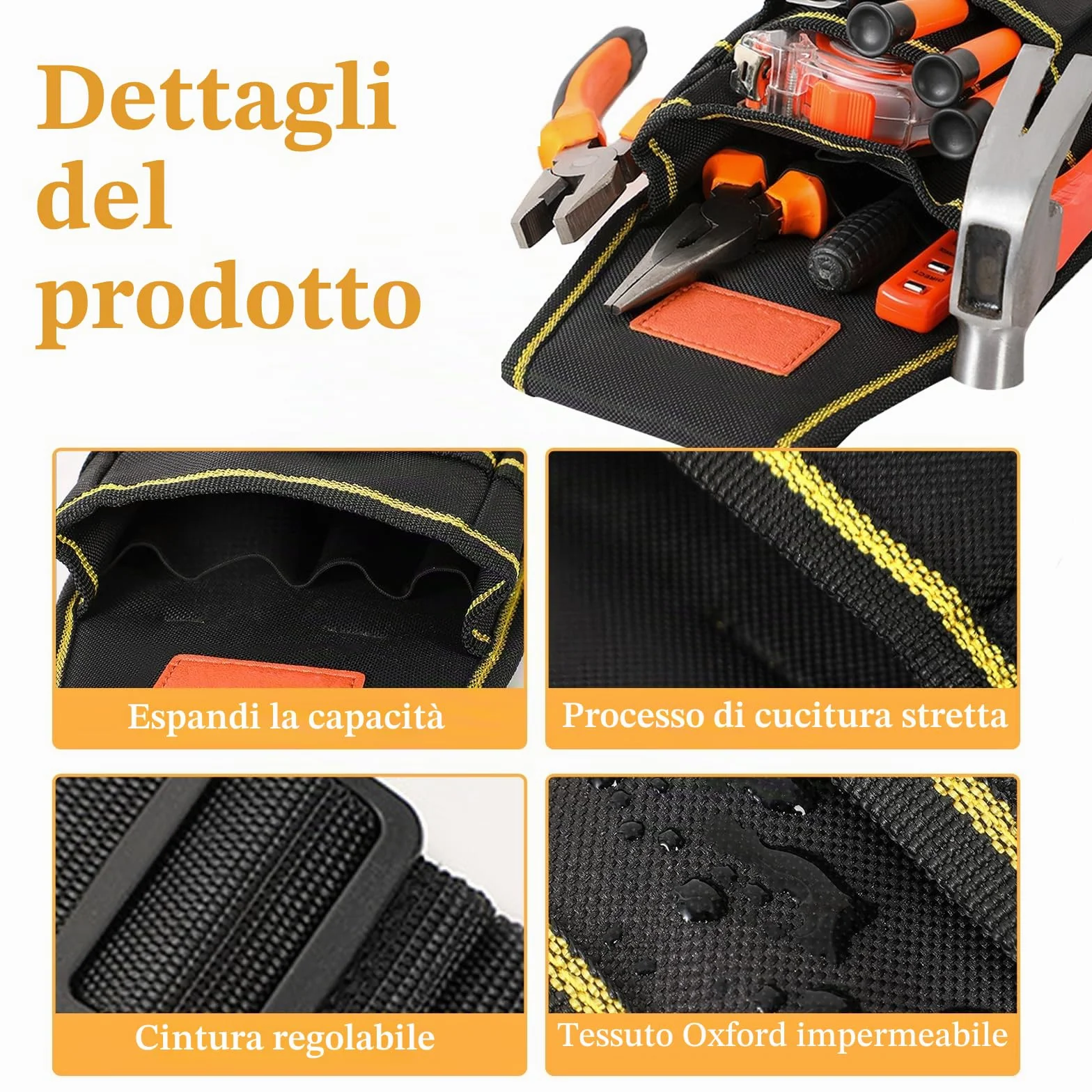 Borsa da Cintura per Attrezzi Marsupio Porta Attrezzi in Tela Oxford Cinture Porta Attrezzi Multi Tasche con Cinture Regolabile per Elettricista Carpentiere Tecnico Manutenzione
