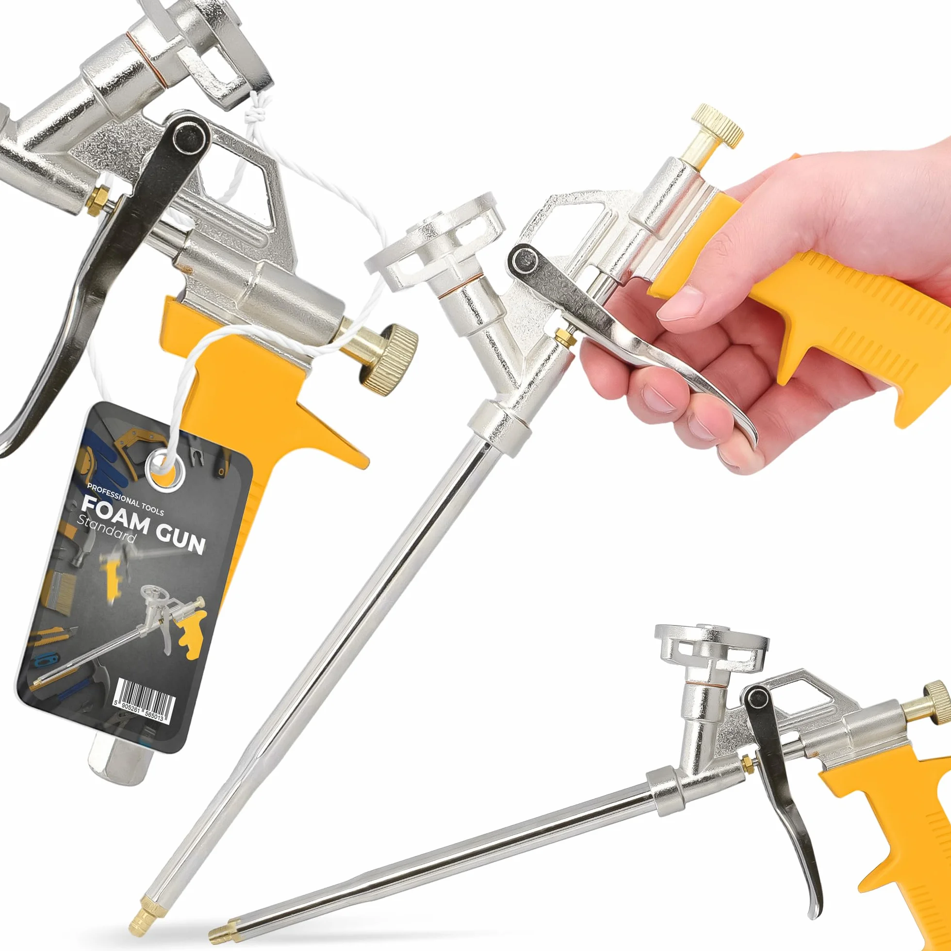 Pistola Schiuma Poliuretanica Strumento Professionale Applicazione Precisa Lavori Montaggio Costruzione Massimo Controllo Impugnatura Ergonomica