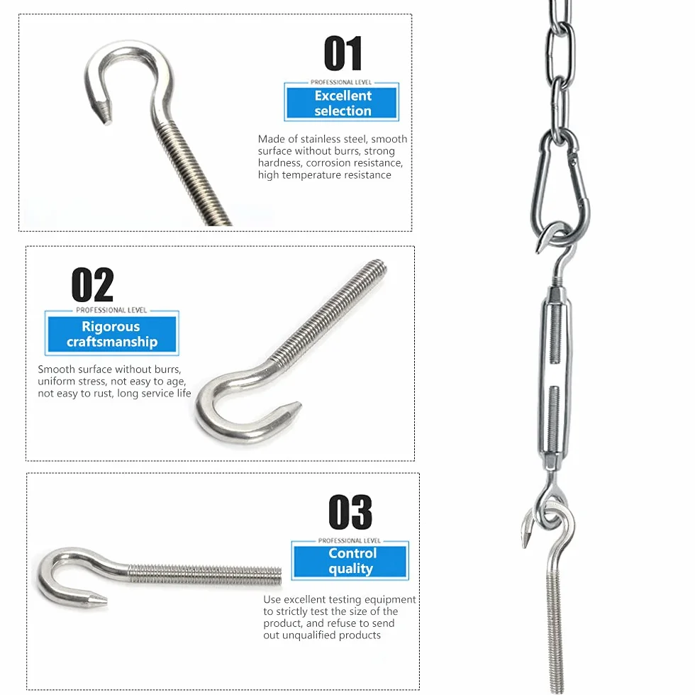 M6 Gancio a Vite Heavy Duty in Acciaio Inox con 10 Pezzi Noce per Soffitto Appendi Piante