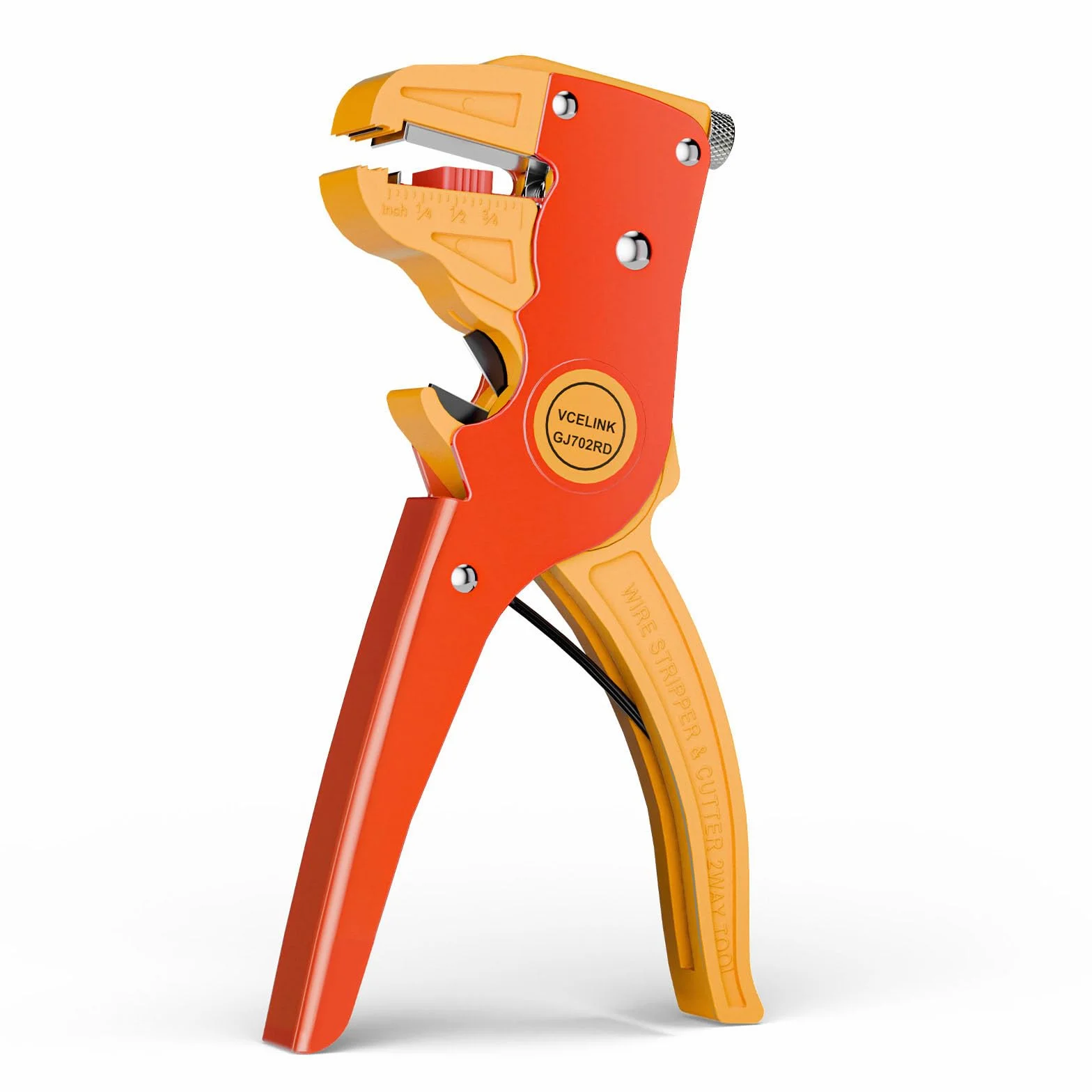 VCELINK Pinza Spelafili Automatica 2 in 1 Lama Mn65 Spelatura 0,2-6 mm² Taglio 0,08-8 mm Rosso/Arancione