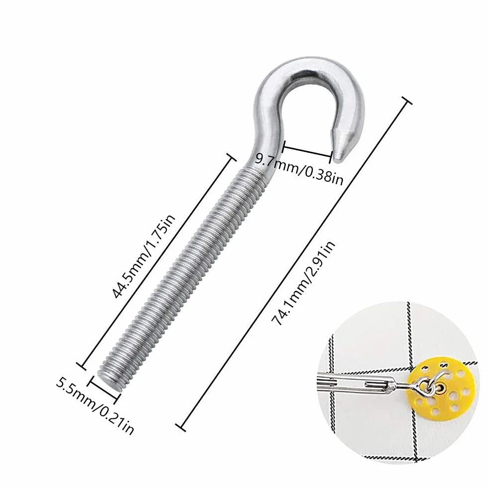 M6 Gancio a Vite Heavy Duty in Acciaio Inox con 10 Pezzi Noce per Soffitto Appendi Piante
