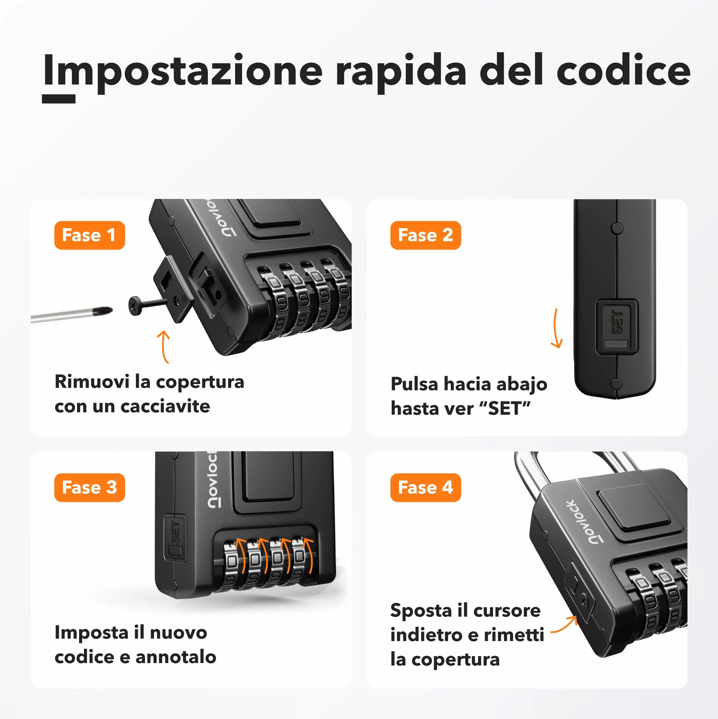 Lucchetto a combinazione impermeabile nero per armadietti e armadi