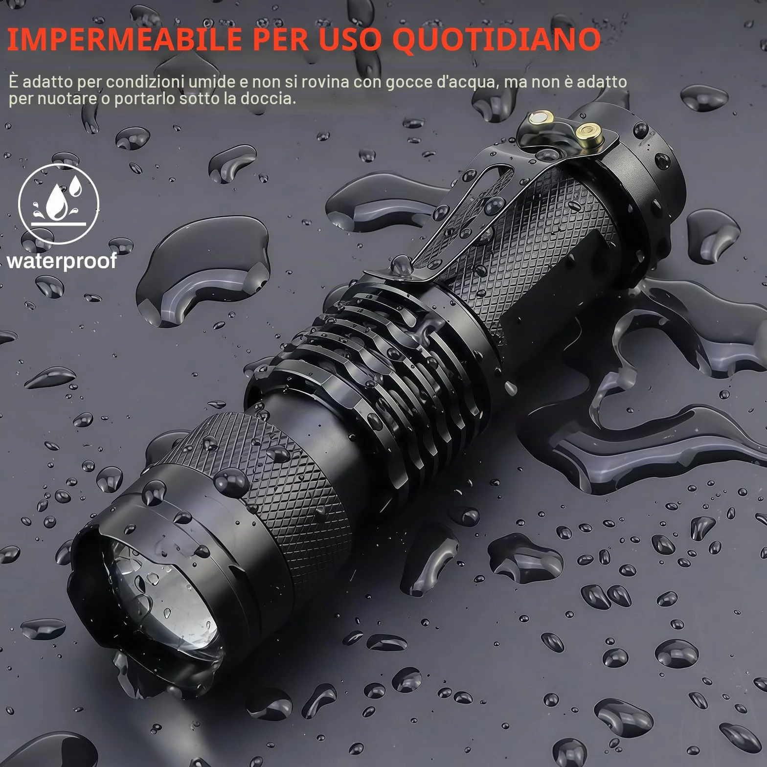 Torcia a LED Rossa Impermeabile Zoomabile 3 Modalità per Caccia Notturna