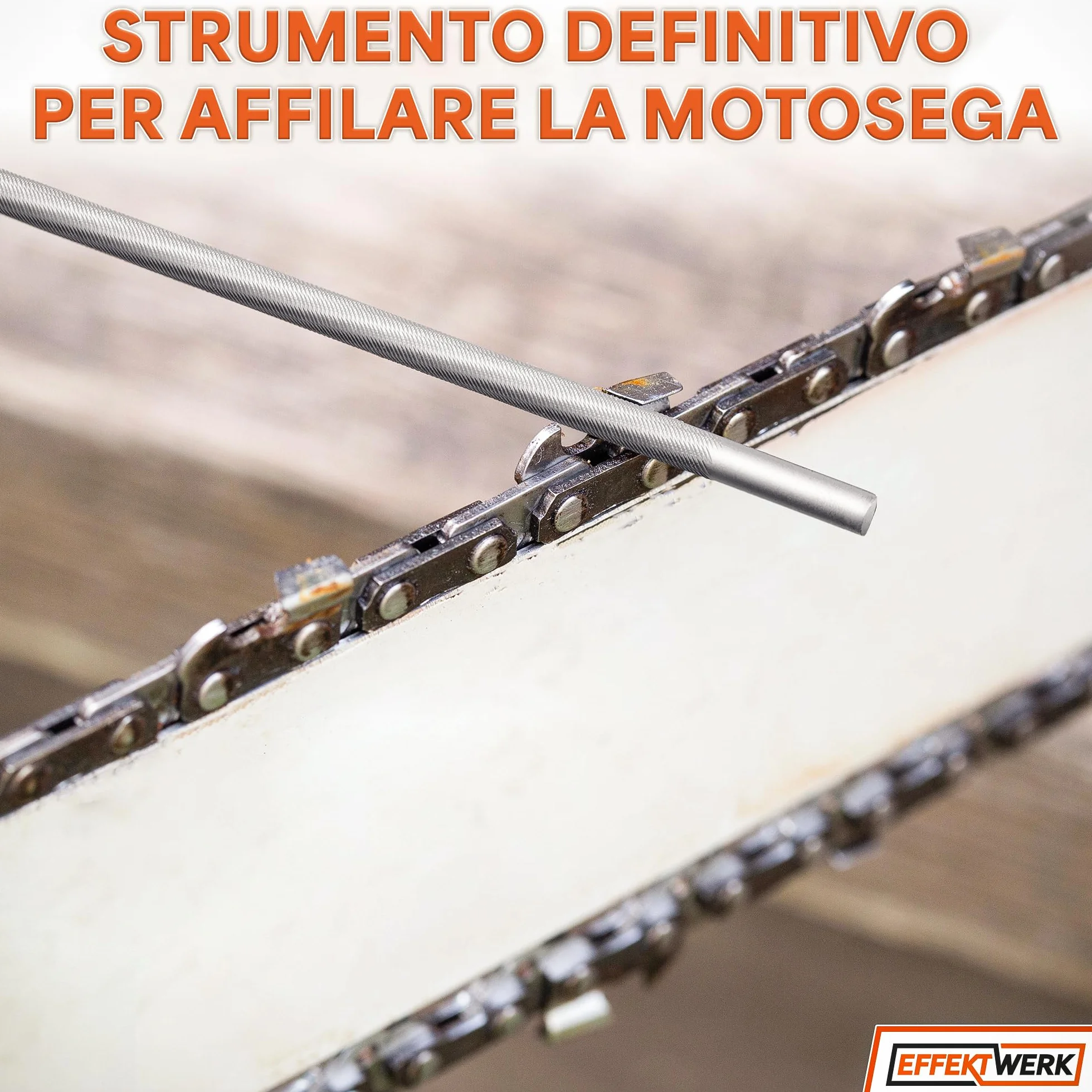 Set di lime per affilare motoseghe - 6 lime tonde compatibili con motoseghe con passo ⅜" (0,325) - Kit di strumenti efficiente per limare catene di seghe - di EffektWerk