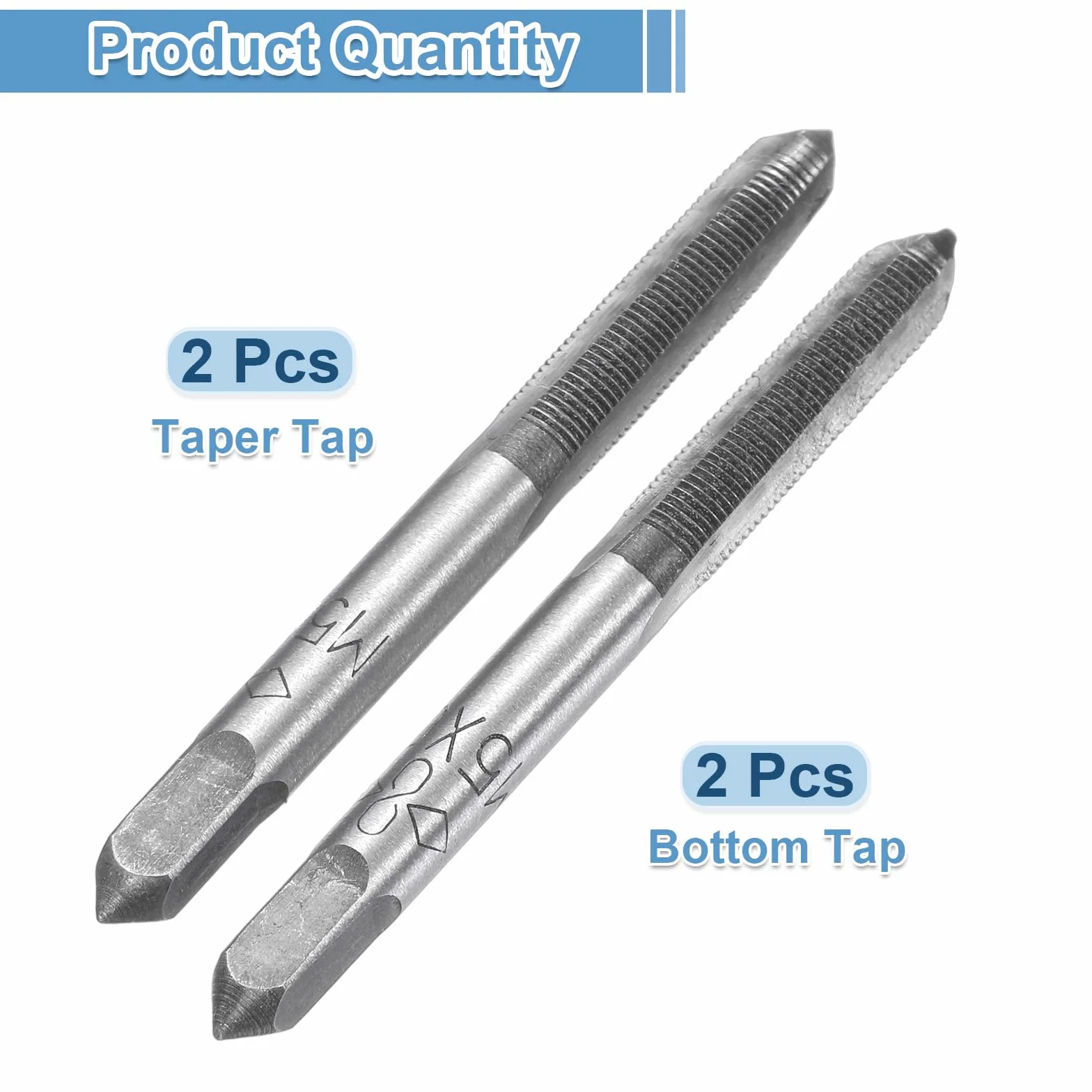 QUARKZMAN 2 Set Metric Hand Taps, M5 x 0.5 H2 Thread Taper + Bottom Tap, 9CrSi Alloy Tool Steel Screw Threading Milling Tapping Tool Kit
