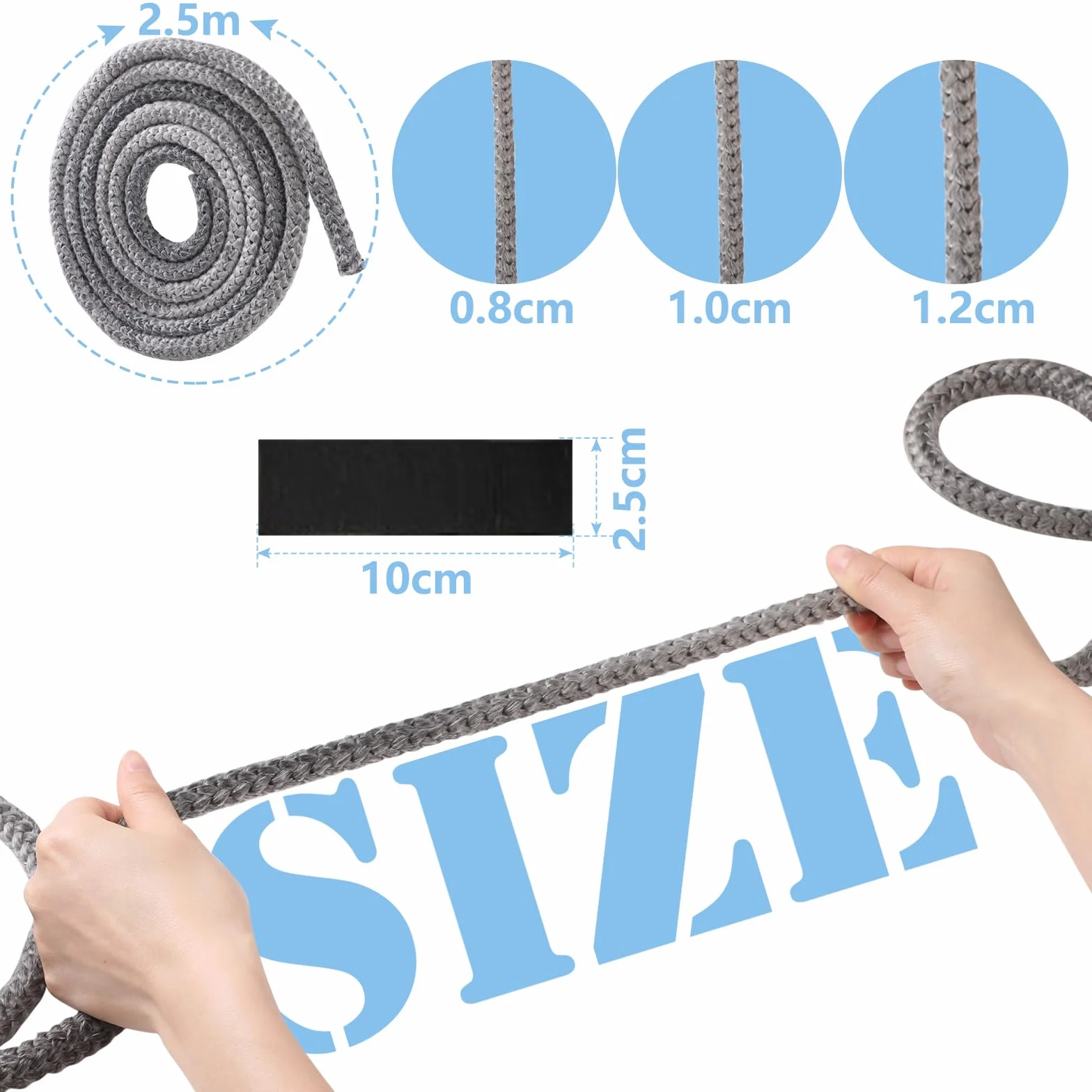Guarnizione per Porta Stufa, GeeRic Φ12mm*2.5m Guarnizione per Camino+8 Nastri per Alte Temperature Fibra di Corda Ignifugo Guarnizione Isolante in Fibra per Stufe/Tubo di Forno/Caminetto/Camino