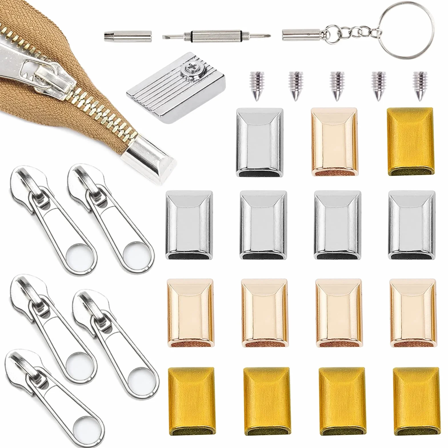 Zestaw 61 sztuk stile rettangolare cerniere clip riparazione con cacciavite argento/bronzo/dorato