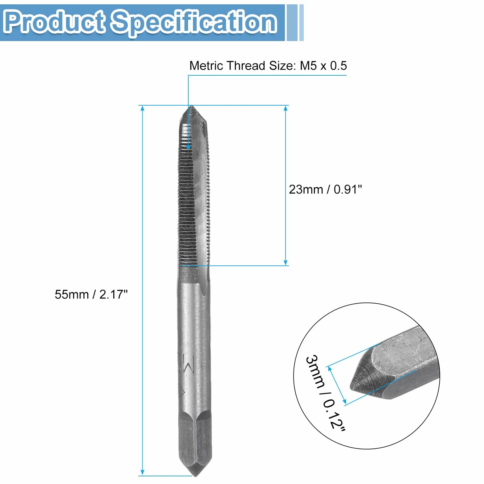 QUARKZMAN 2 Set Metric Hand Taps, M5 x 0.5 H2 Thread Taper + Bottom Tap, 9CrSi Alloy Tool Steel Screw Threading Milling Tapping Tool Kit