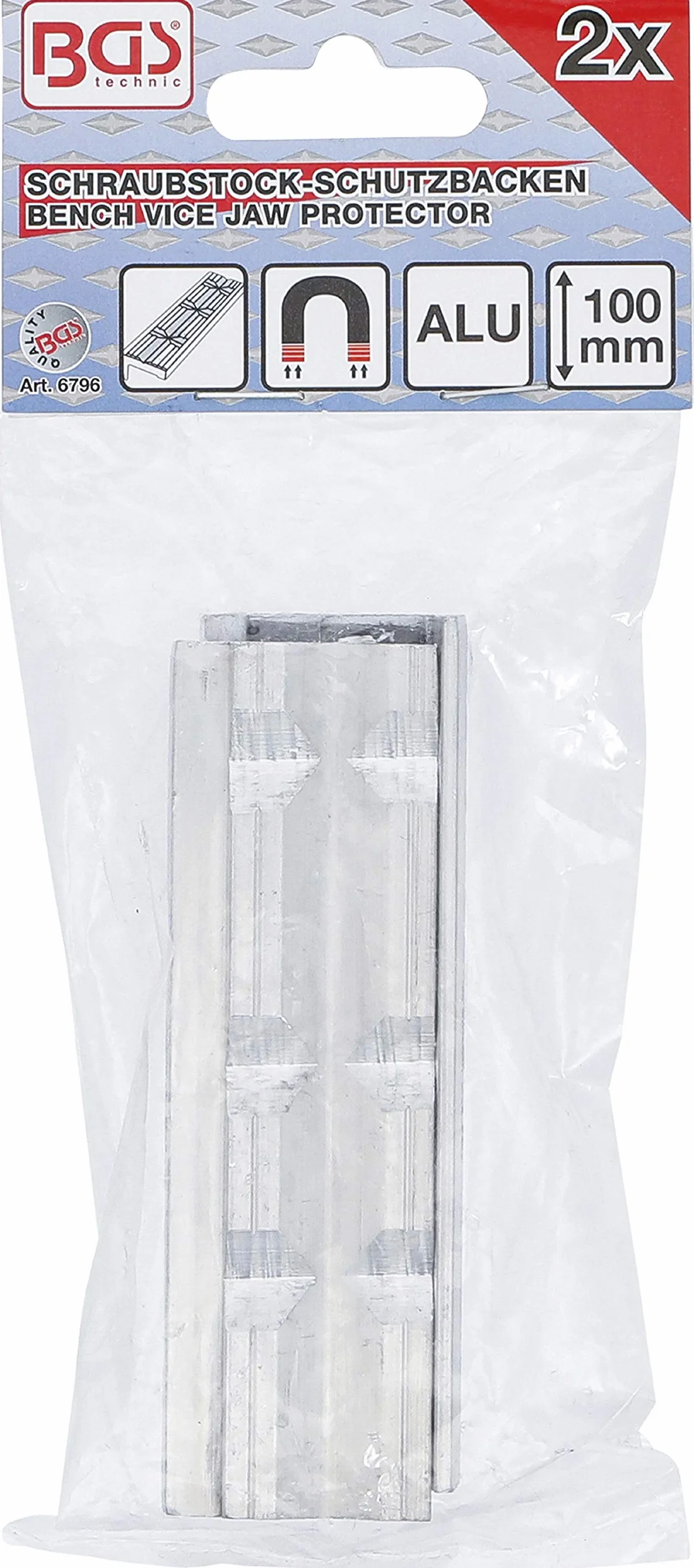 BGS 6796 Coppia copriganasce per morsa da banco alluminio larghezza 100 mm 2 pz.