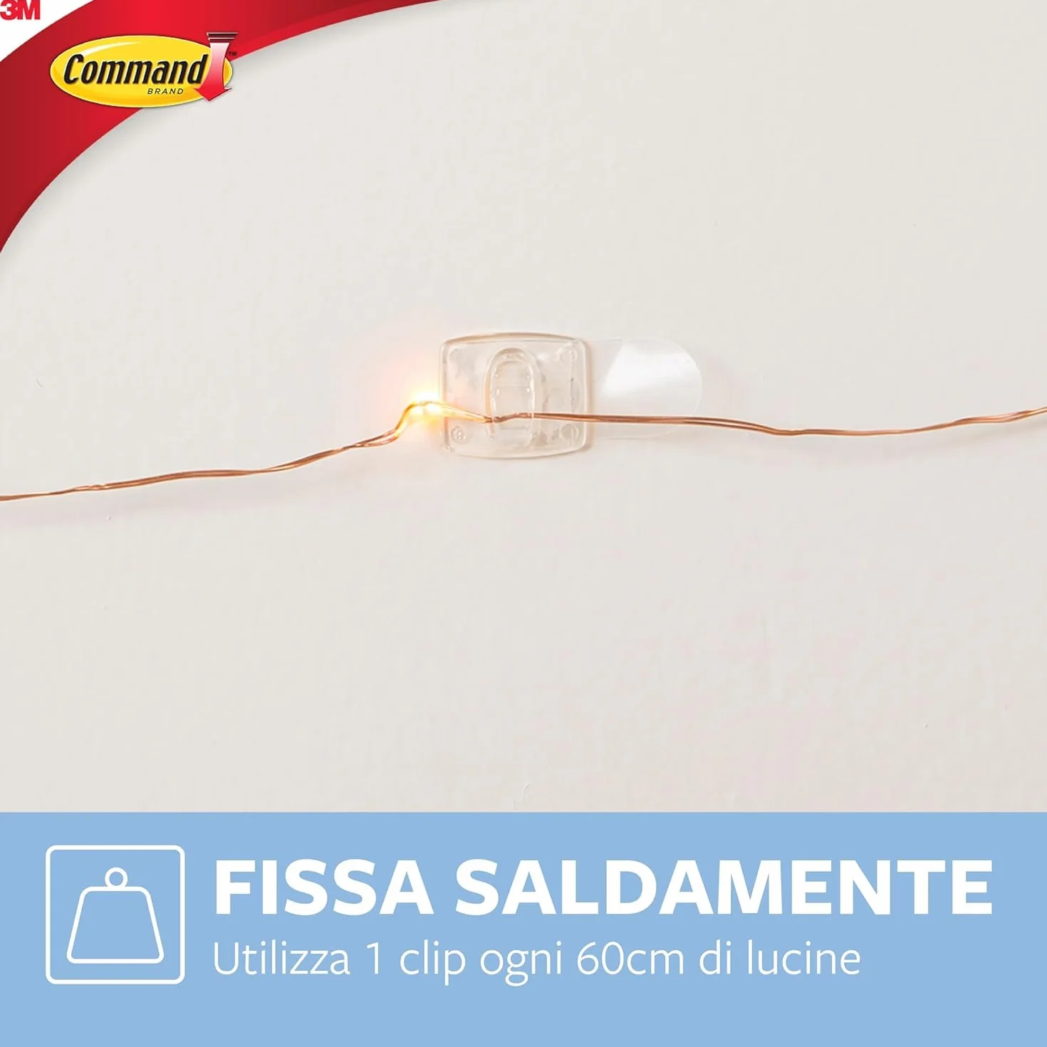 Command Mini Ganci Adesivi Trasparenti per Decorazioni Interne, 60 Ganci e 68 Strisce