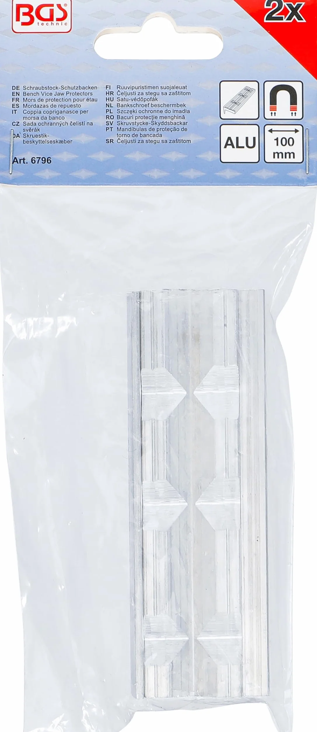 BGS 6796 Coppia copriganasce per morsa da banco alluminio larghezza 100 mm 2 pz.