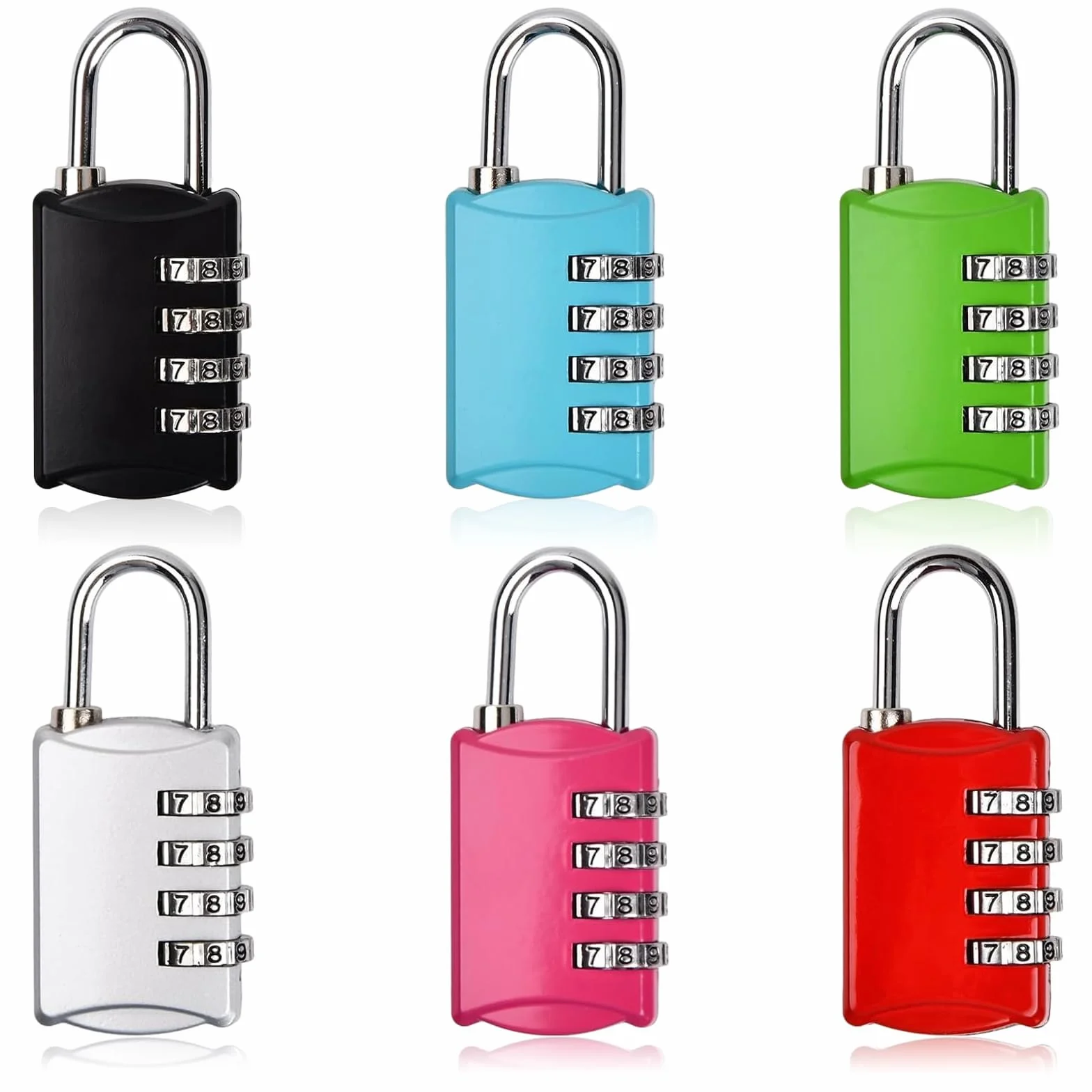 Forhome Lucchetto codice 4 cifre, 6 pezzi piccolo lucchetto a codice armadietto, serratura combinata per armadietto, porta della cantina, porta del giardino