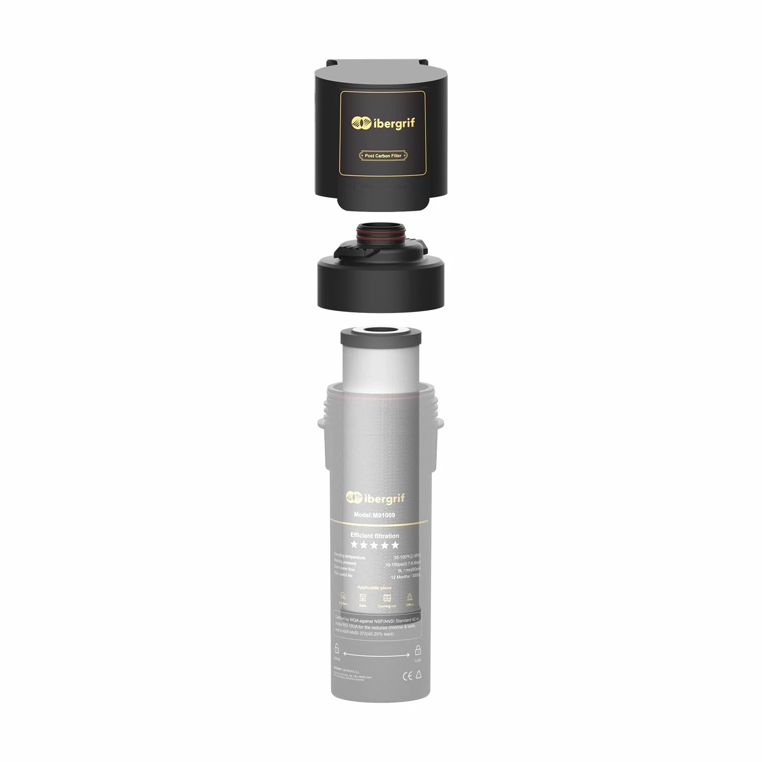 Ibergrif Filtro M91009-1 Compatibile con Sistemi di Filtrazione Sotto Lavello – Filtrazione Multistrato Efficiente per Eliminare Ruggine, Fango e Cloro Residuo, Garantendo Acqua Pulita e Salubre
