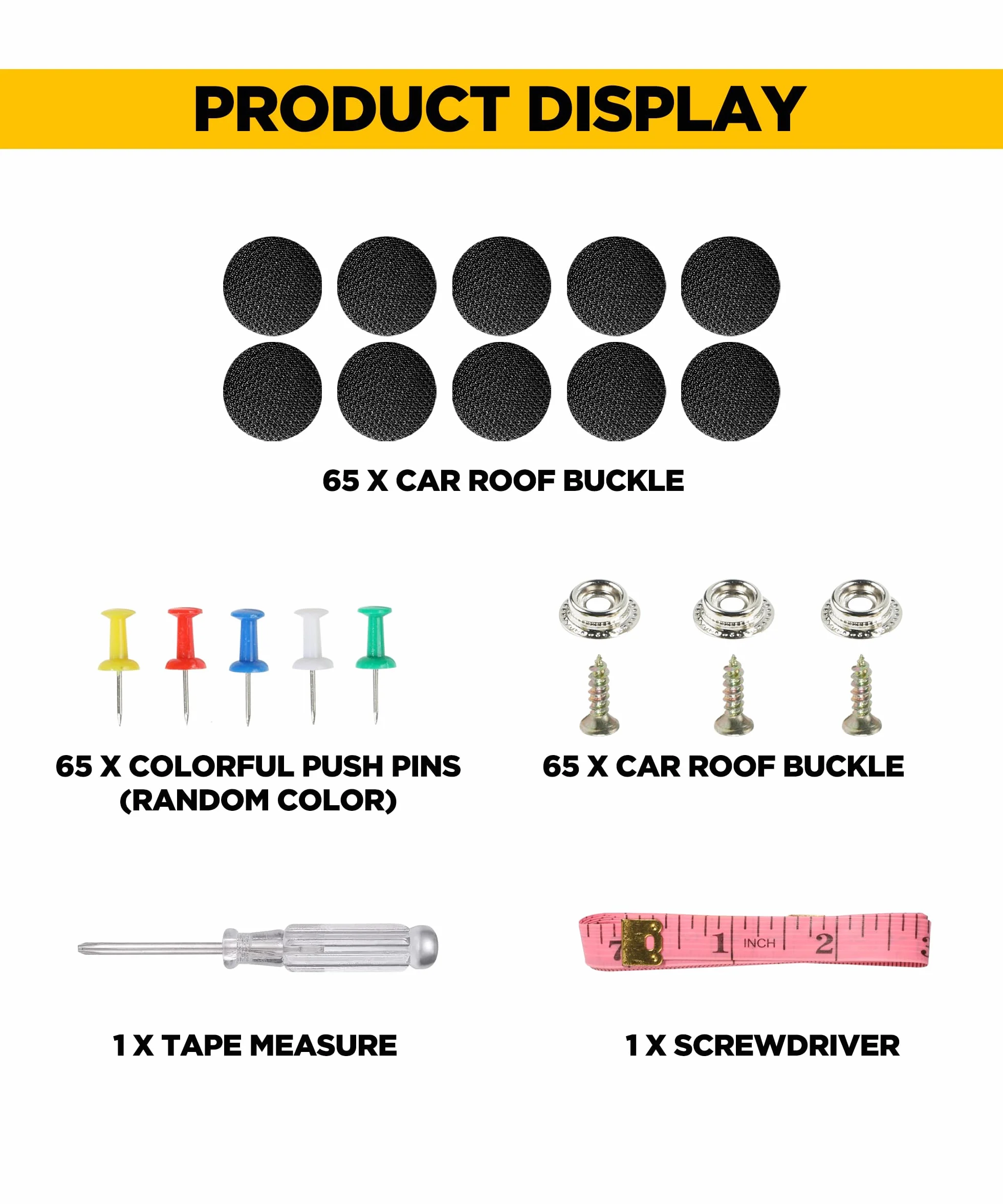 Kit Riparazione Cielo Auto 65PCS Fai Da Te Puntine Rivetti Nero