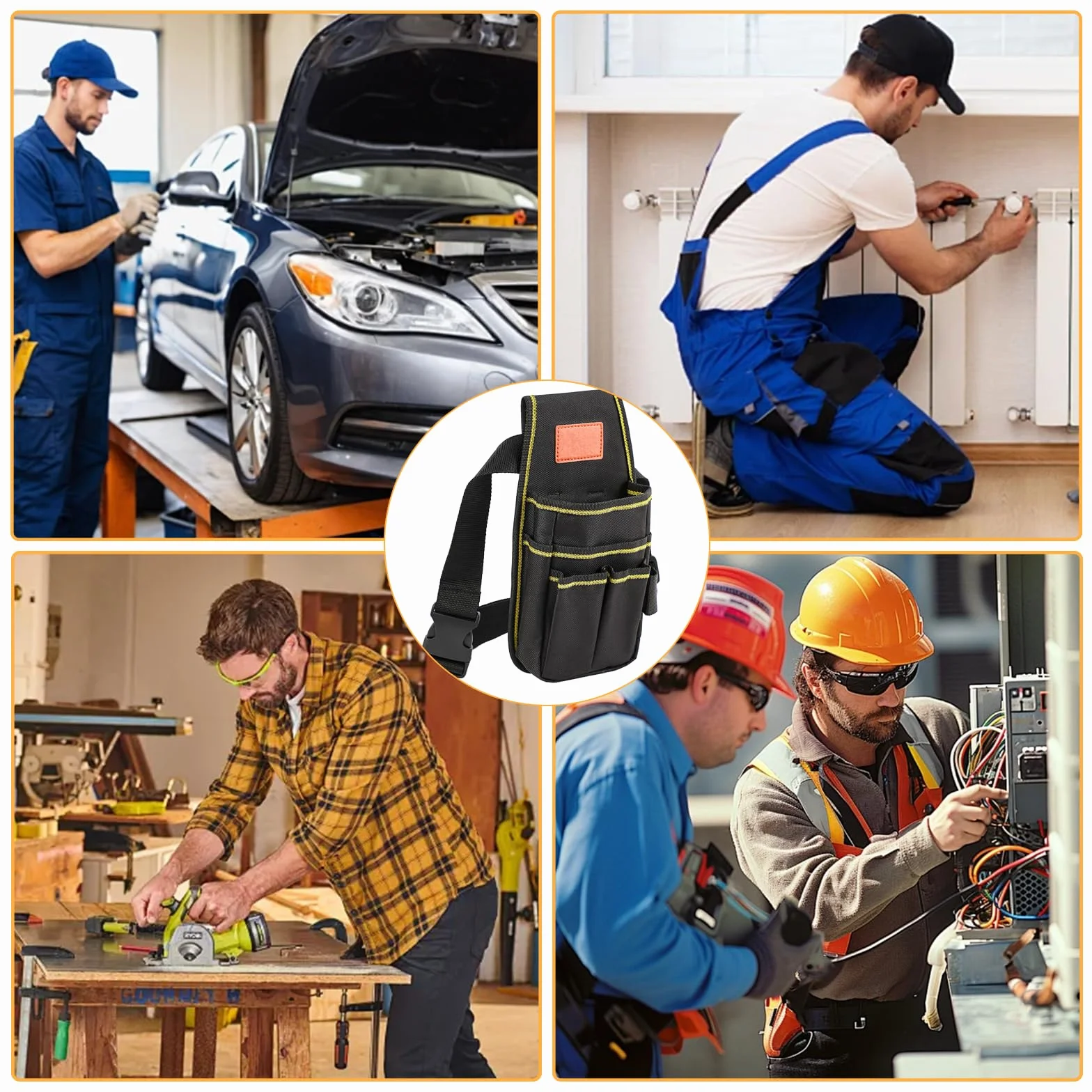 Borsa da Cintura per Attrezzi Marsupio Porta Attrezzi in Tela Oxford Cinture Porta Attrezzi Multi Tasche con Cinture Regolabile per Elettricista Carpentiere Tecnico Manutenzione