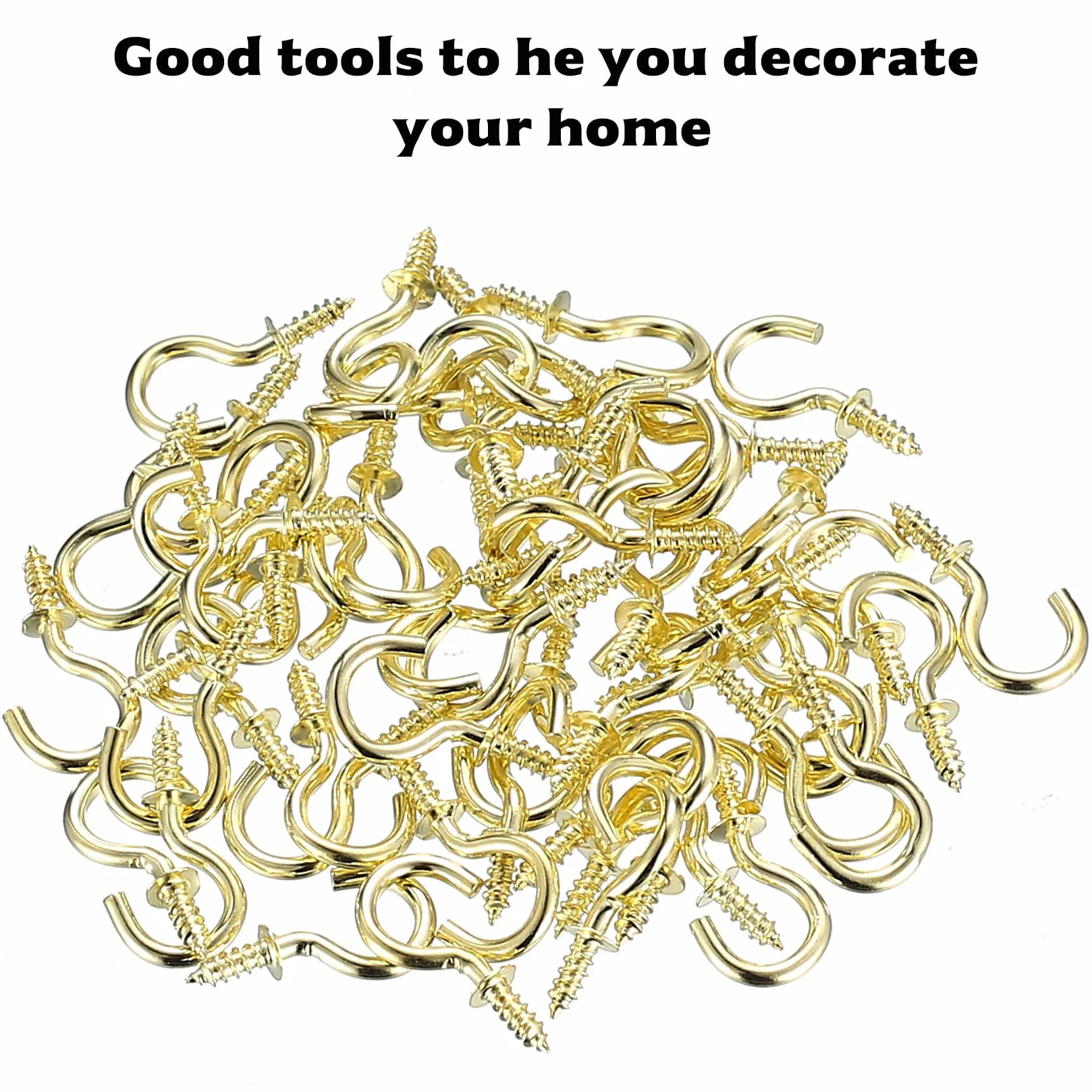 200 Pz Ganci a Vite, Ganci Avvitabili Viti per Legno, Piccole Gancio a Vite per Legno, Ganci a Soffitto in Metallo, Viti a Gancio, Vite a Tazza per Appendere Piante Decorazioni Casa Ufficio(Oro)