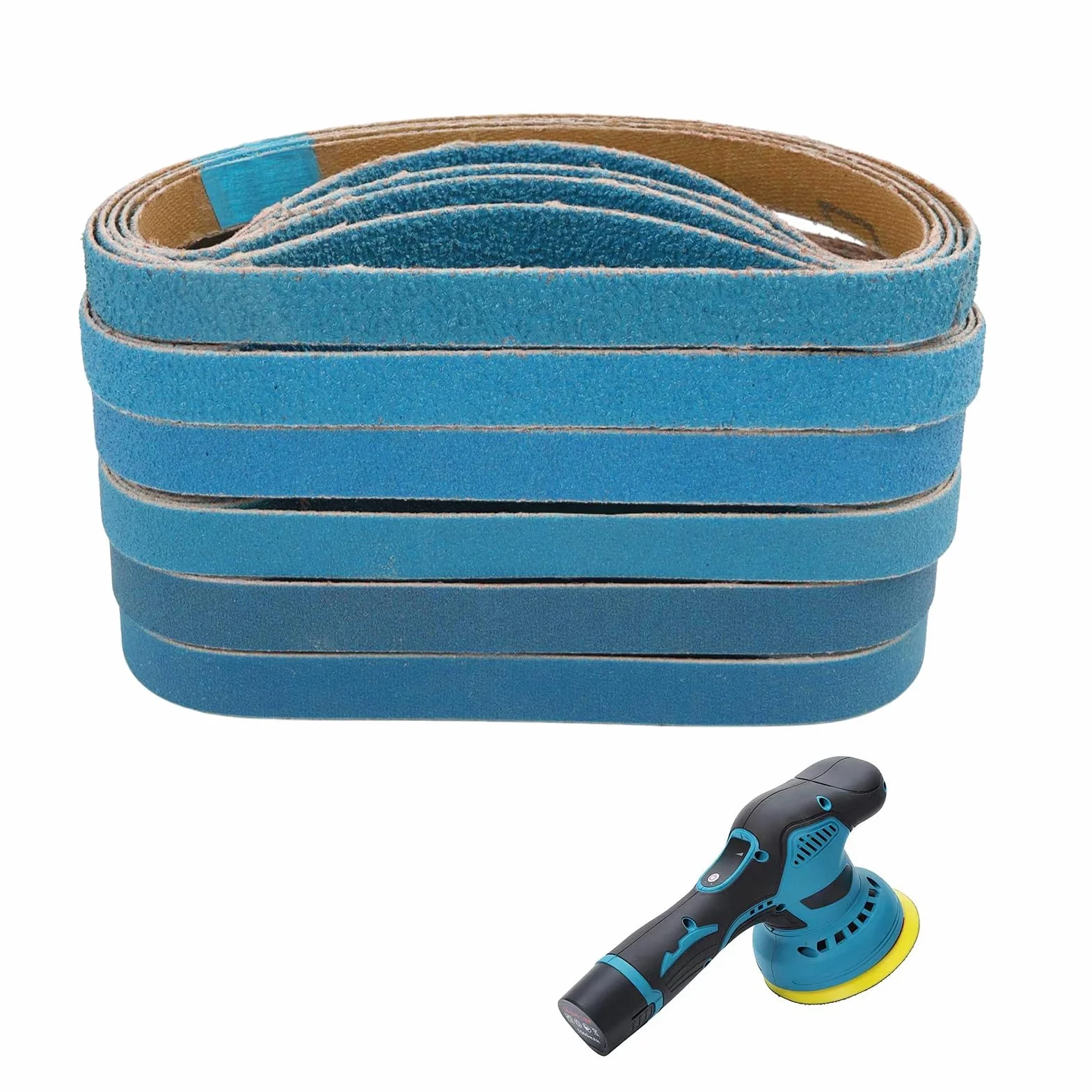 Nastri Abrasivi in Corindone di Zirconio, Set da 30 Pezzi, 10 x 330 mm, Cintura di sabbia blu Grane Multiple 60/80/100/120/240/320, per Rimozione di Ruggine e Lavorazione di Metalli e Legno