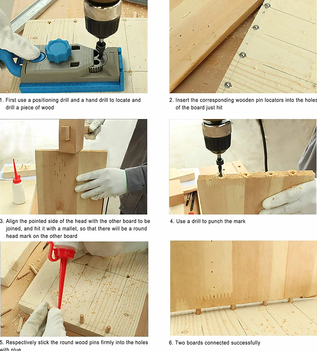 16 pezzi Perno centro di allineamento lavorazione del legno punte strumento di marcatura trapano Strumento di allineamento per la lavorazione del legno al centro,6mm 8mm 10mm 12mm