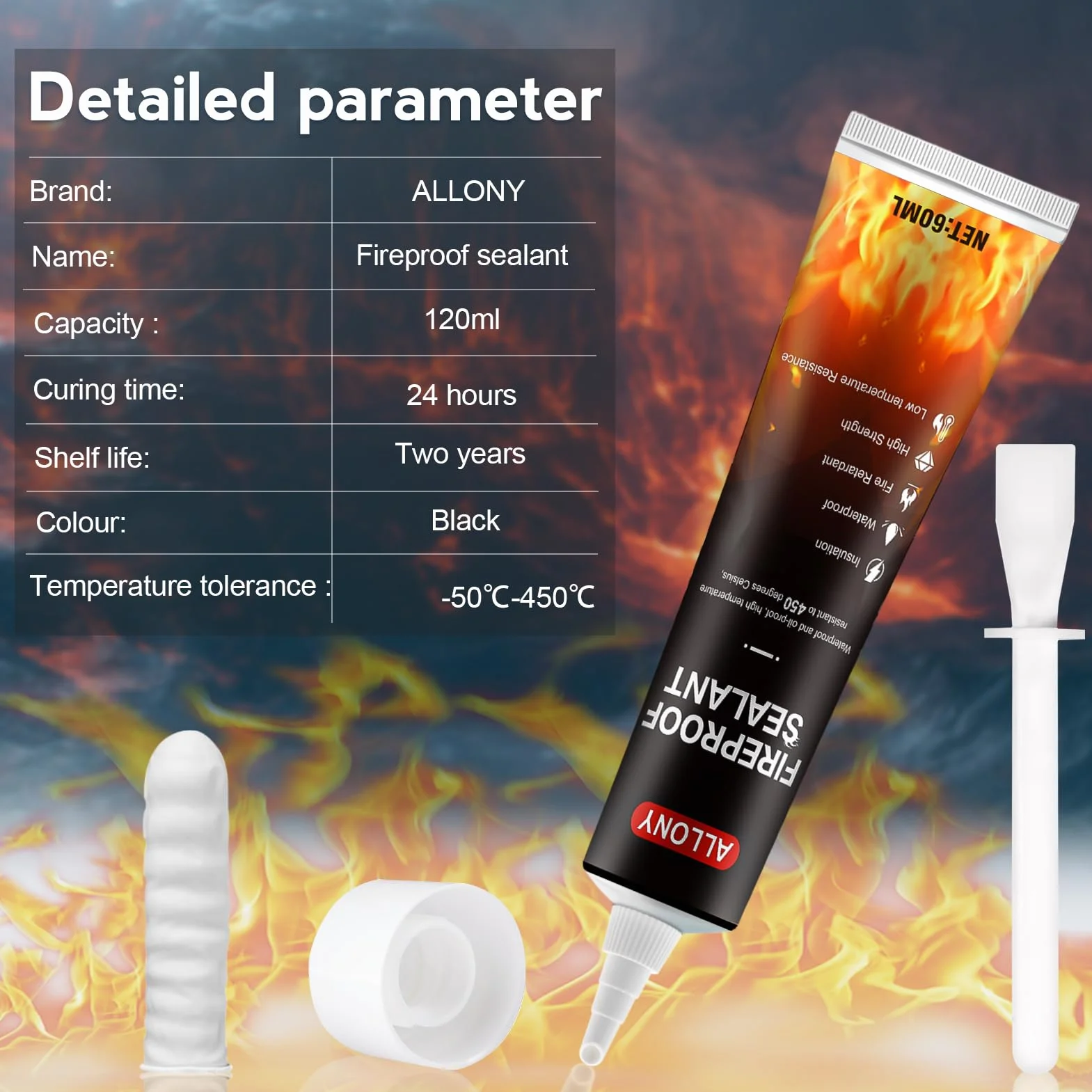 Silicone Nero Alte Temperature 120ml per Auto, Caminetti, Stufe, Forni