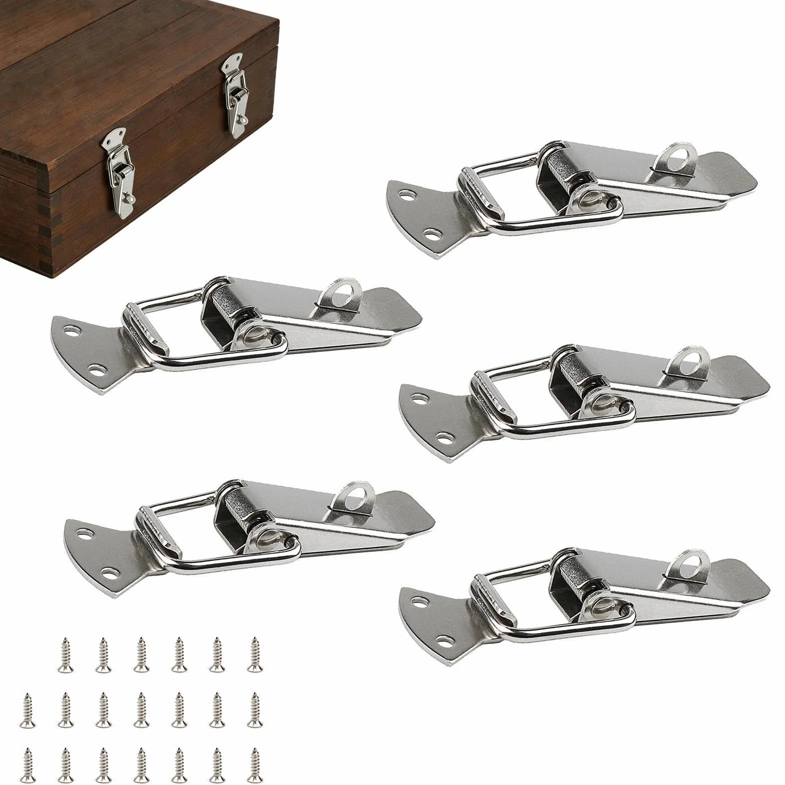 5 Pezzi Chiusura a Leva, Acciaio Inossidabile Fermaglio Chiusure Leva Blocco, Chiusura in Acciaio Inox, Viti Incluse, per Cassette Degli Attrezzi, Armadietti