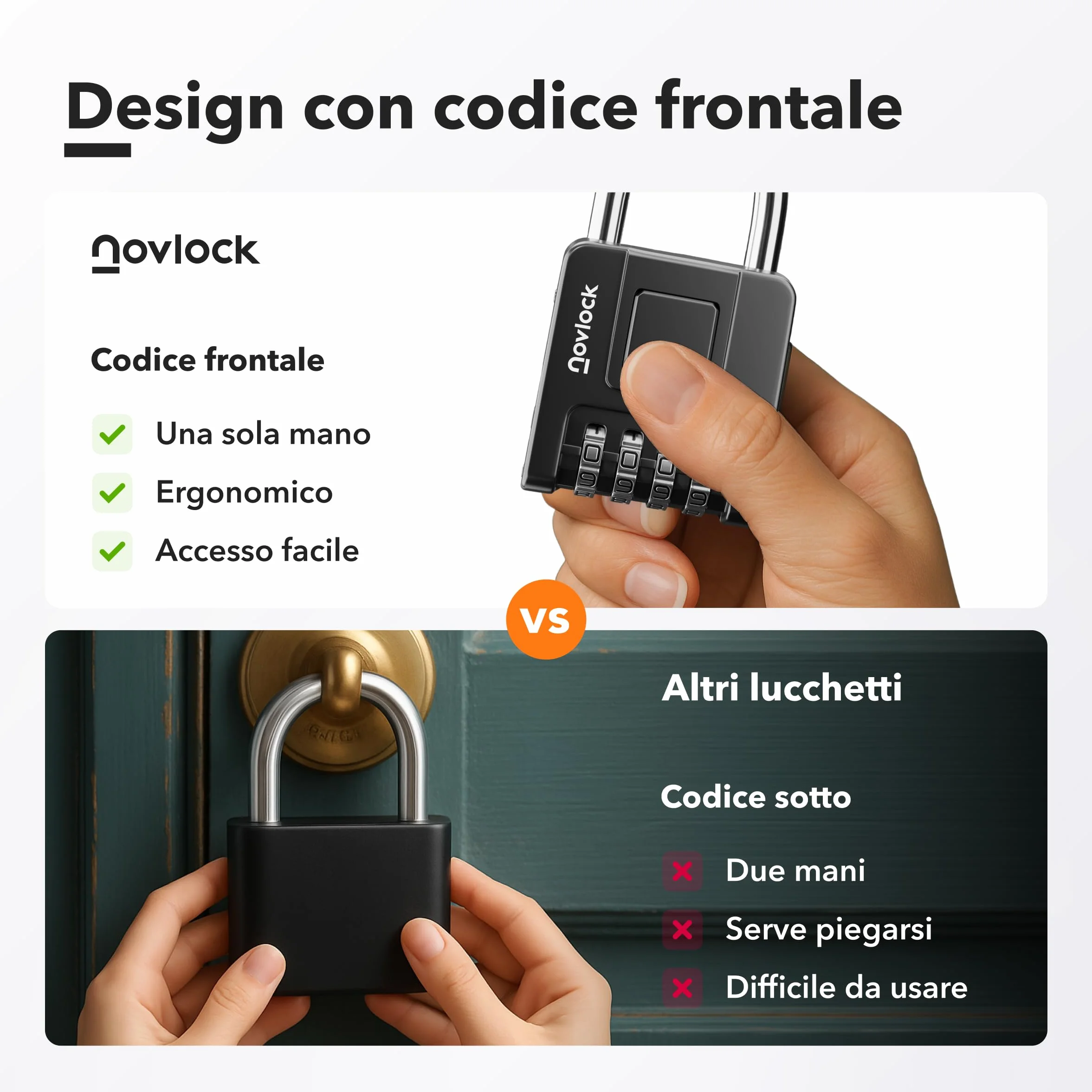Lucchetto a combinazione impermeabile nero per armadietti e armadi