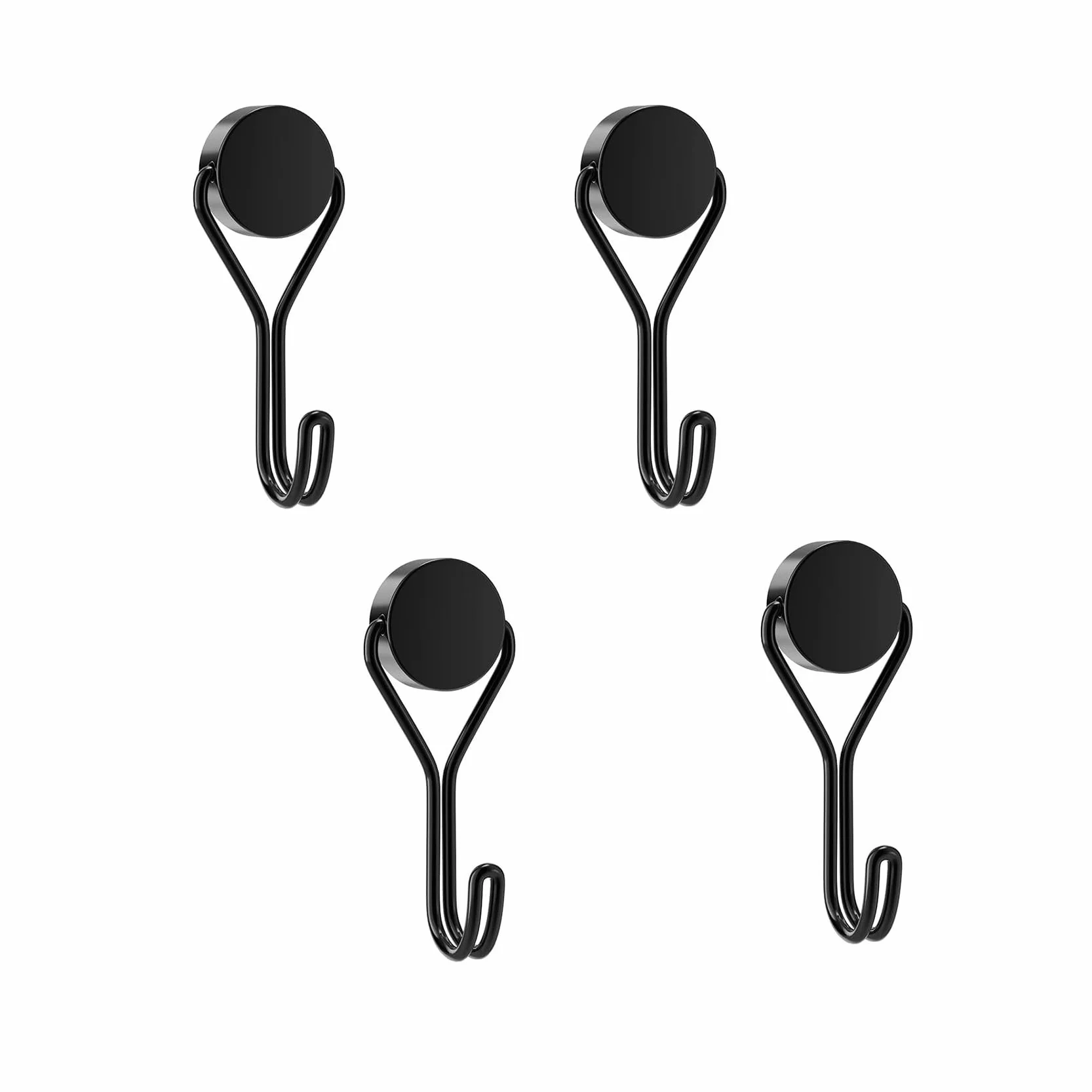 Ganci Magnetici Extra Forti 16mm Neodimio Magnete Gancio Senza Punzonatura Nero 4 Pezzi