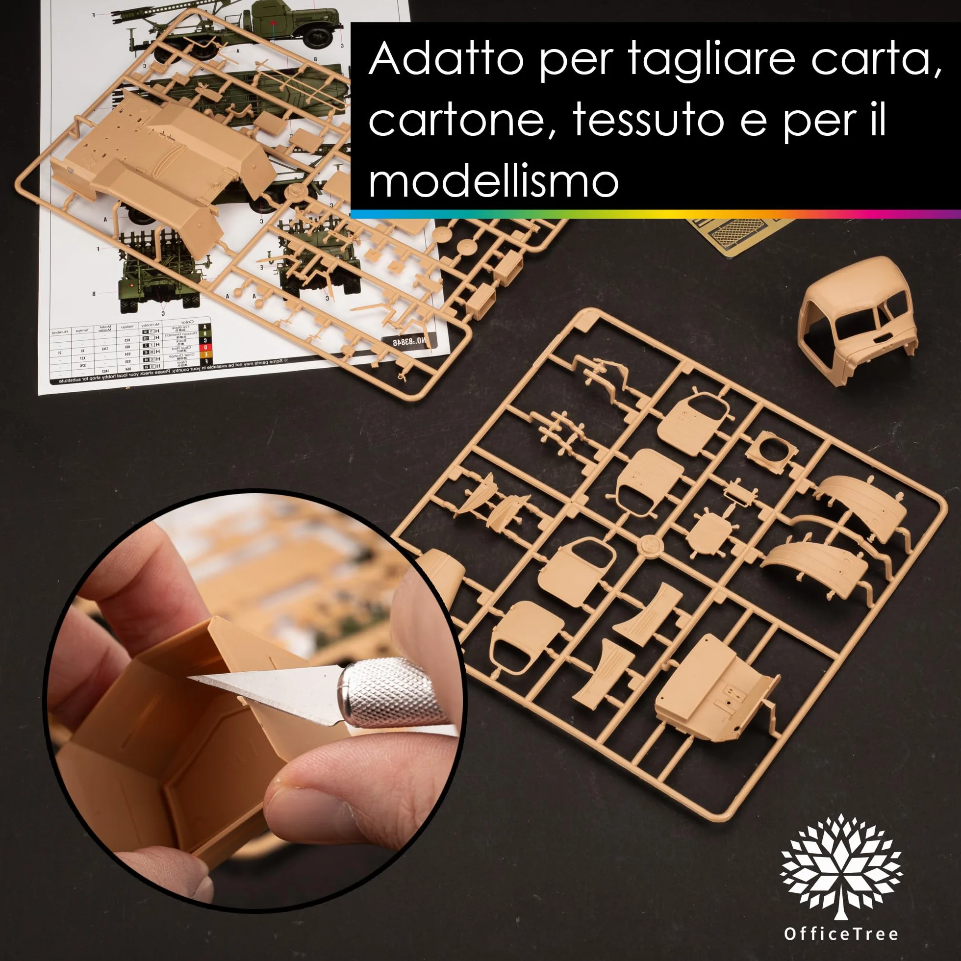 OfficeTree Bisturi Modellismo 16 Pezzi Cutter di Precisione con 3 Bisturi e 13 Lame Taglierino per Carta