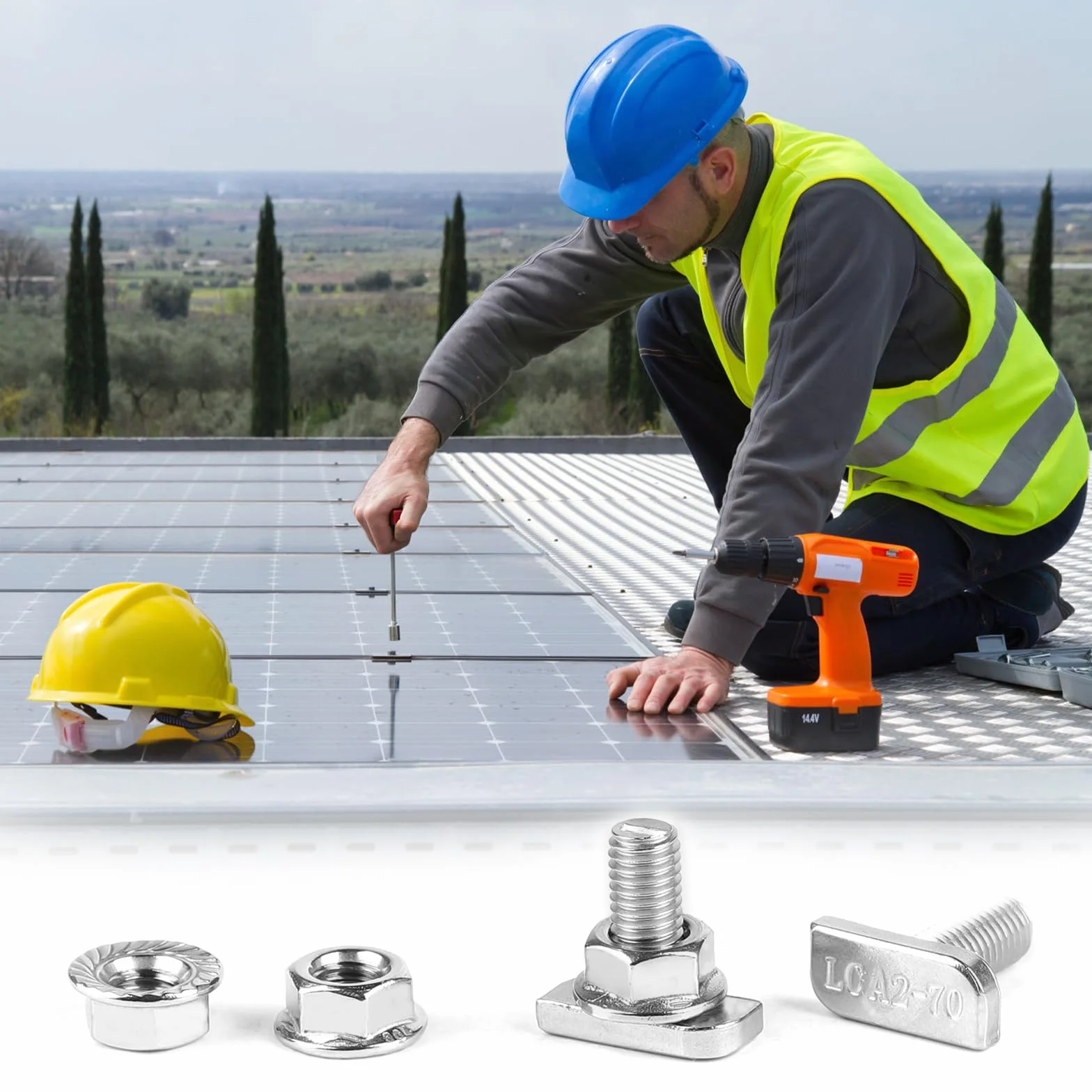 EXLECO Viti di Fissaggio a Testa a Martello M8x20 T Bolt Bullone Acciaio Inox per Moduli PV
