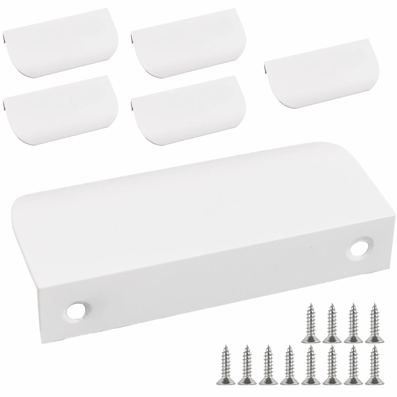 6 Pezzi Maniglie per Mobili 80 mm,per Mobili Moderni con 12 Viti Cassetti Maniglia per Mobili,Armadio Nascoste Maniglie da Incasso Cucina per Casa,Cassetti,Armadi-Bianco