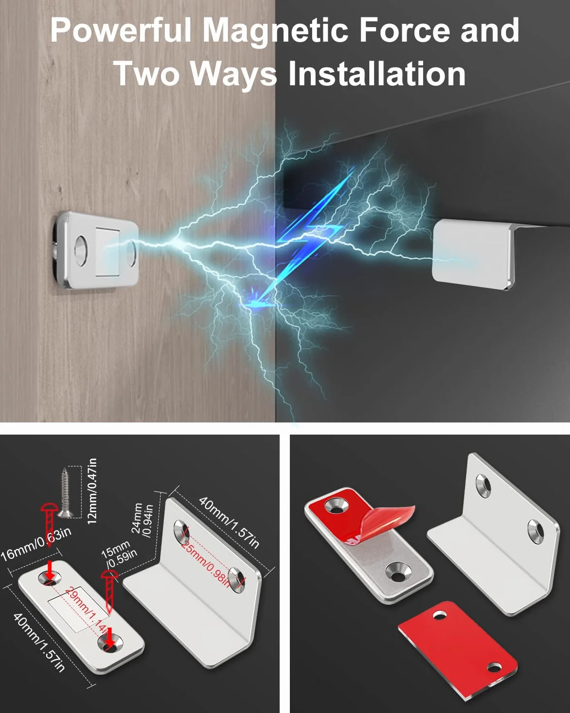 Jiayi Calamita Porta 2 Pezzi Adesivo Chiusura Magnetica Chiusura Porta Ultra Sottile Chiusure Magnetiche per Ante Mobili Magnete Chiusura Mobili per Cassetti Chiudiporta Calamita Chiusure Cucina
