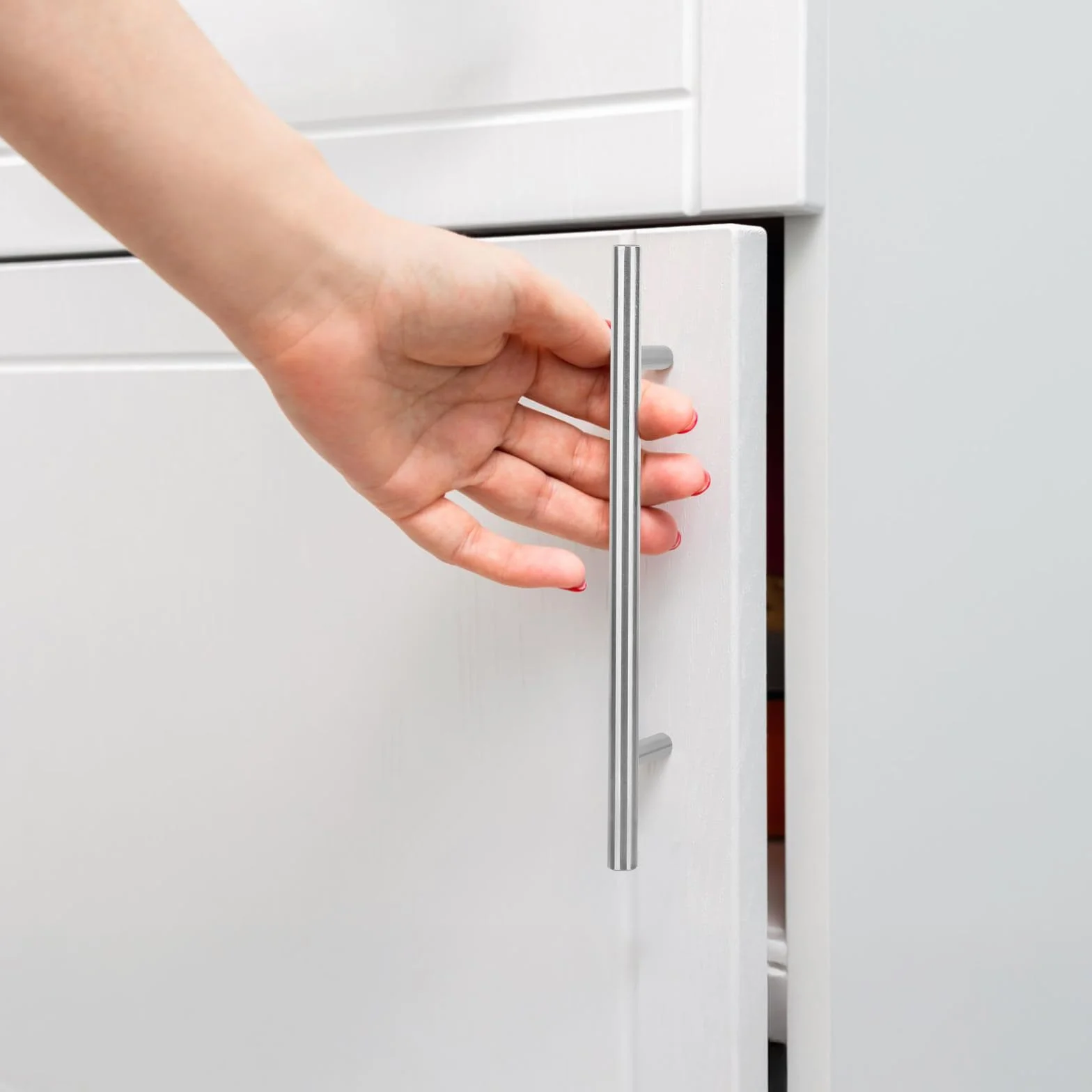 Maniglia, 6 Pezzi Maniglie Armadio, Distanza Tra i Fori 128mm, in Acciaio Inox, con 12 Viti, per Cassetti, Armadio, Mobili Decorazioni (Argento)