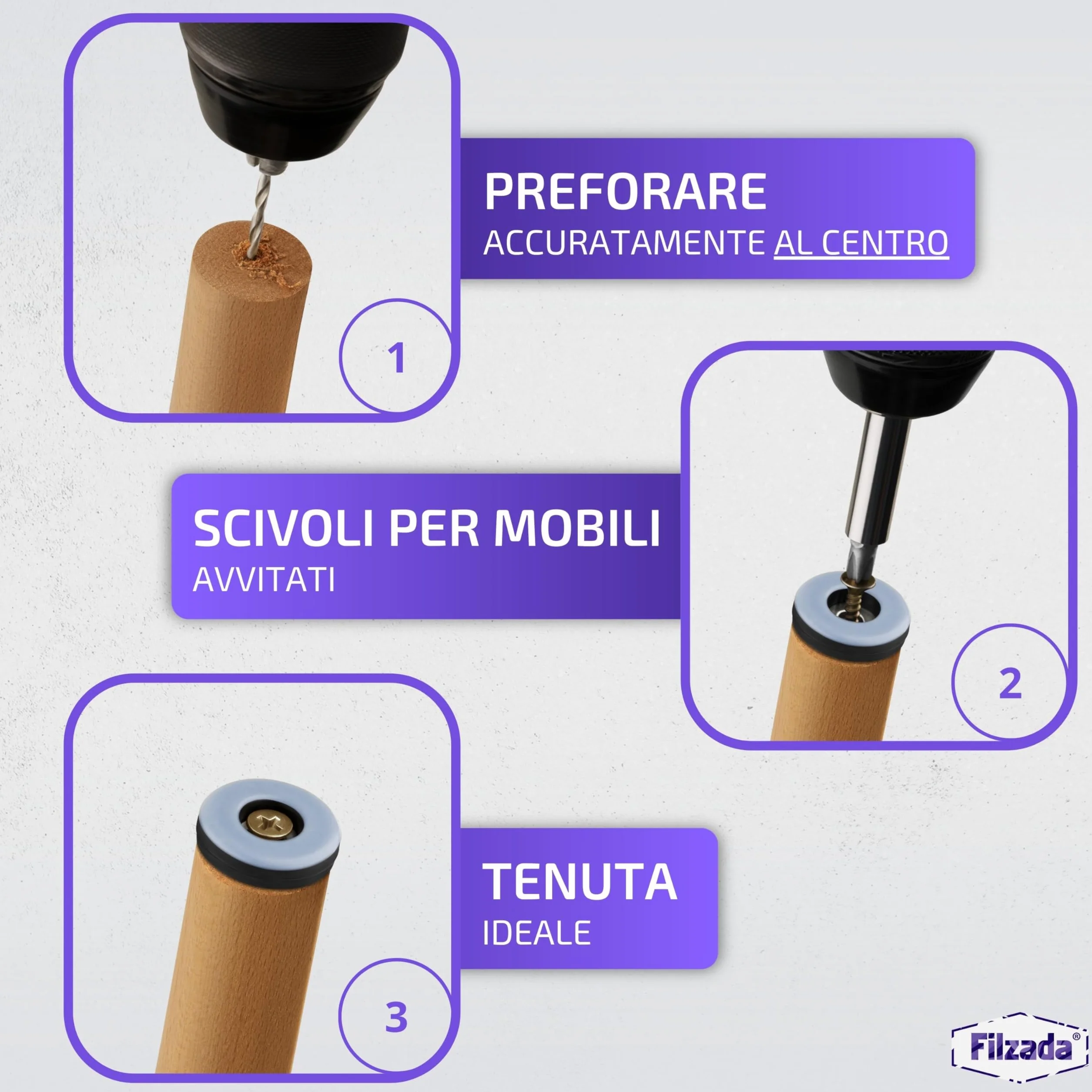 Piedini per Mobili in Teflon Ø 19 mm - Pattini in PTFE con Viti