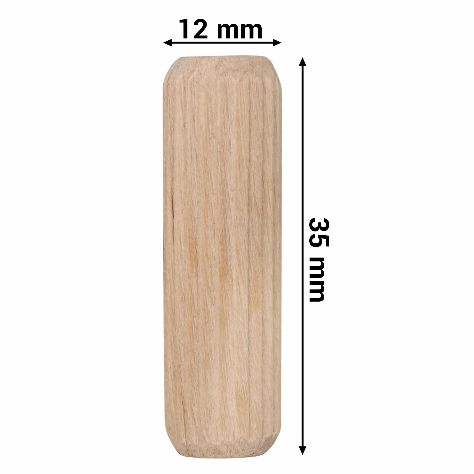 SKIR'CO (50 pezzi) Tasselli in Legno 12 x 35 mm, Tappi in Legno Scanalati, Perni Scanalati per Mobili, Tasselli Scanalati