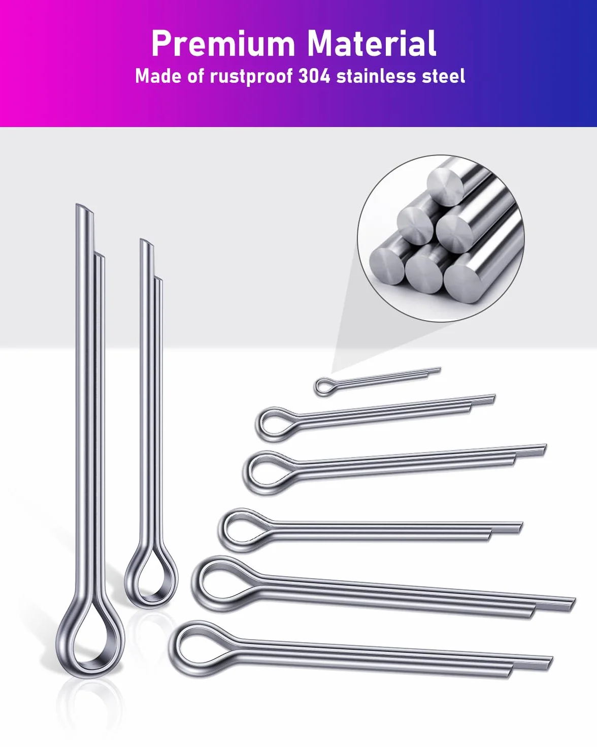 Set di 330 splinte in acciaio inox, 7 misure, M1/M1.5/M2/M2.5/M3/M4/M5, 304 in acciaio inox per auto, meccanica, riparazione navale