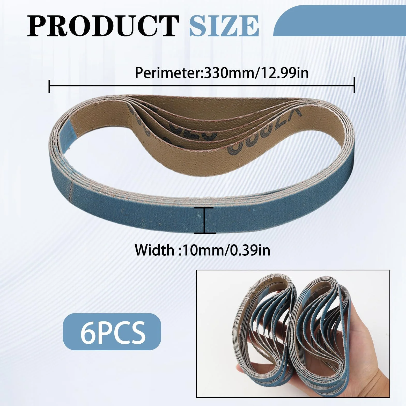 Nastri Abrasivi in Corindone di Zirconio, Set da 30 Pezzi, 10 x 330 mm, Cintura di sabbia blu Grane Multiple 60/80/100/120/240/320, per Rimozione di Ruggine e Lavorazione di Metalli e Legno