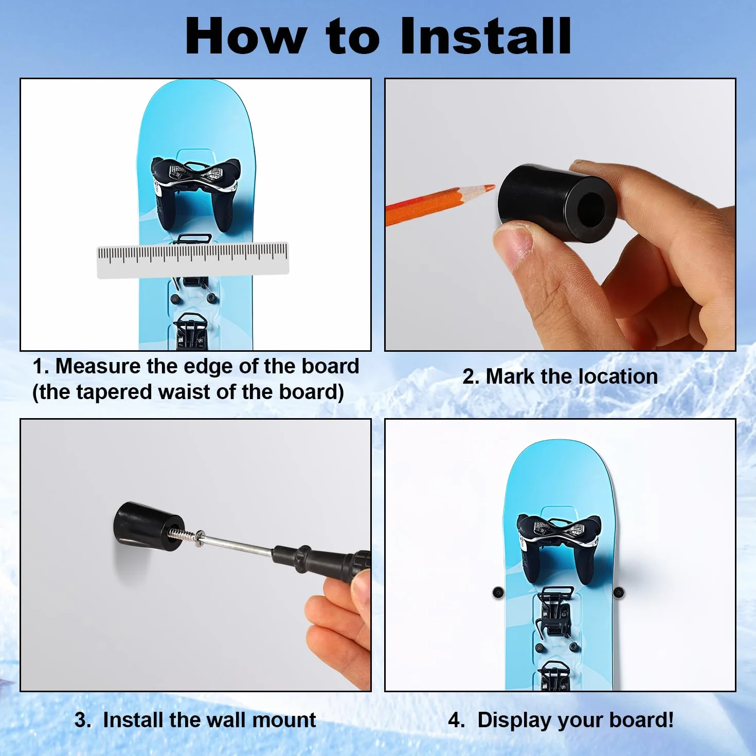 lasuroa 6pz Porta Sci Verticale, Supporto da Parete per Sci con Viti Tasselli di Espansione Porta Snowboard Verticale per Riporre e Mostrare in Modo Sicuro i Tuoi Sci Snowboard(Nero)